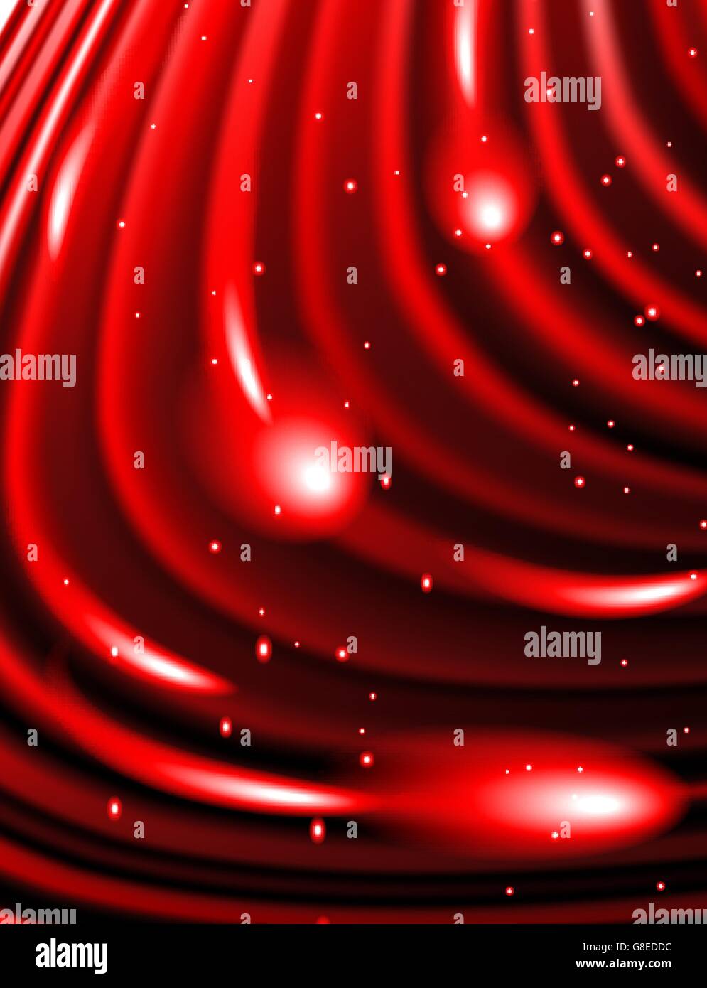 Snow and stars are falling on the background of red luminous rays Stock ...