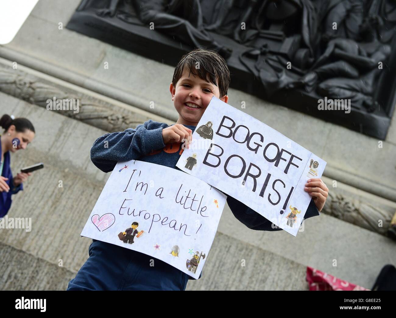 A supporter during a pro-EU rally in Trafalgar Square in London, after ...