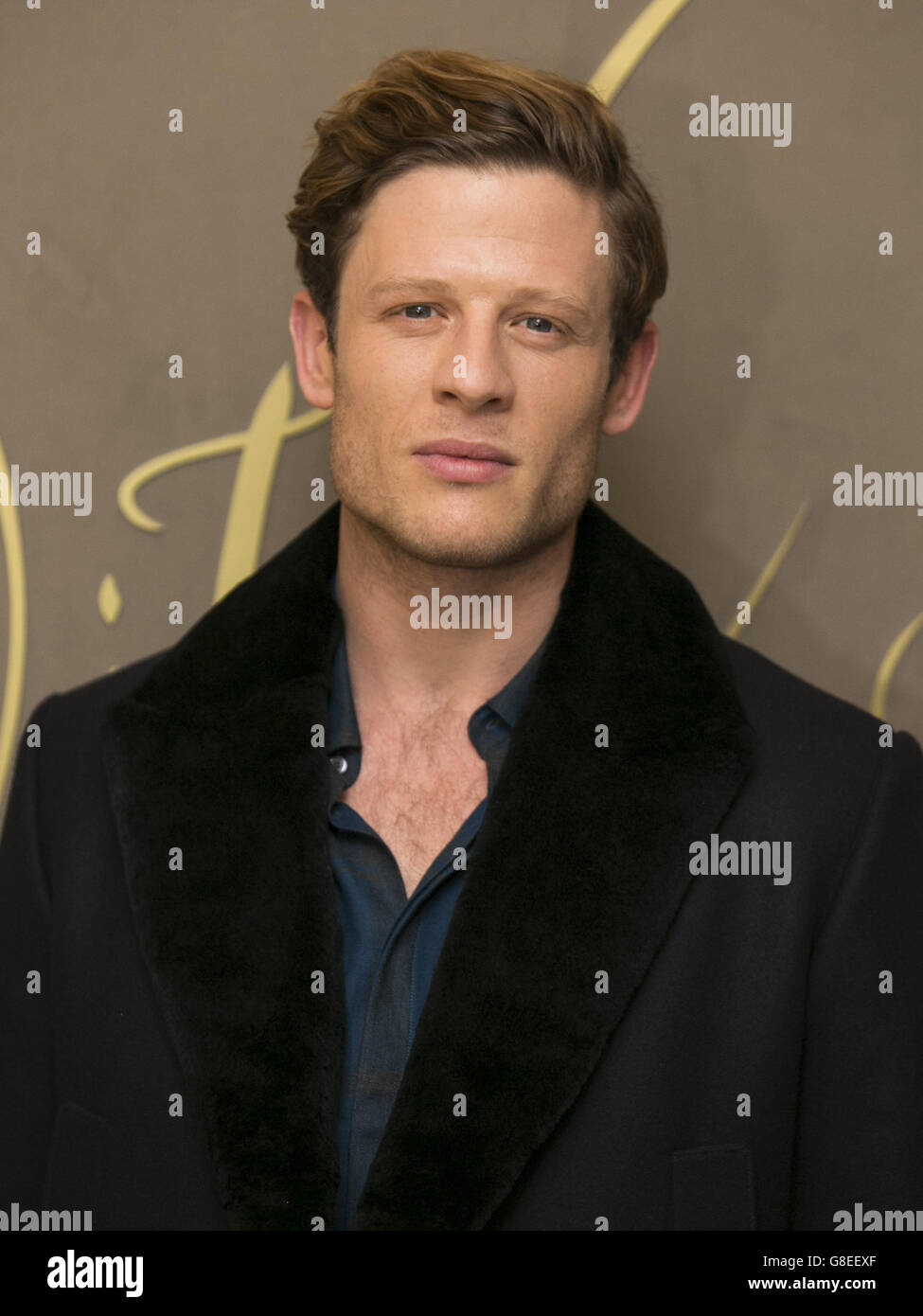 James Norton arriving for the premiere of the Burberry festive film, hosted  by chief creative and chief executive officer Christopher Bailey and Elton  John at Burberry, Regent Street, London Stock Photo -