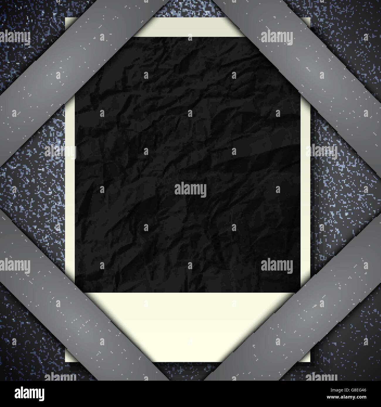 Vintage retro photo hanging on a stone wall with space for your text