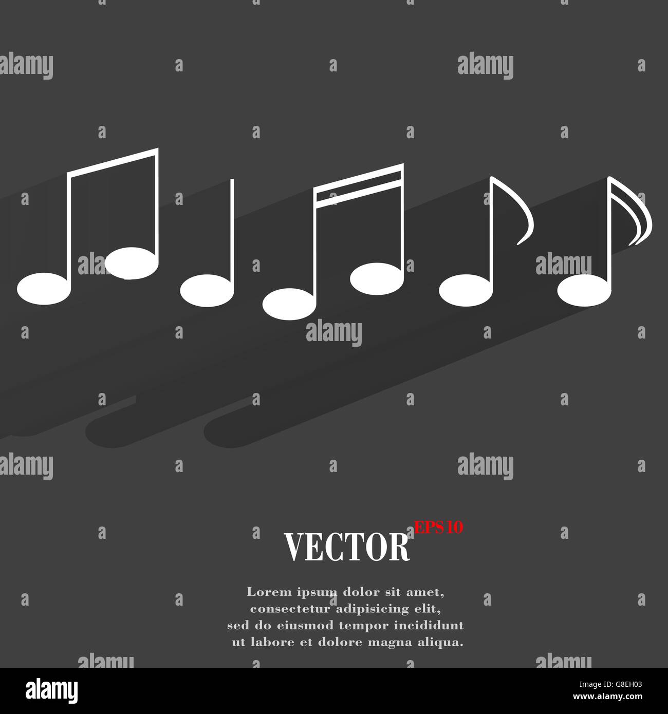 Music elements notes web icon, flat design. Vector illustration. EPS10 ...