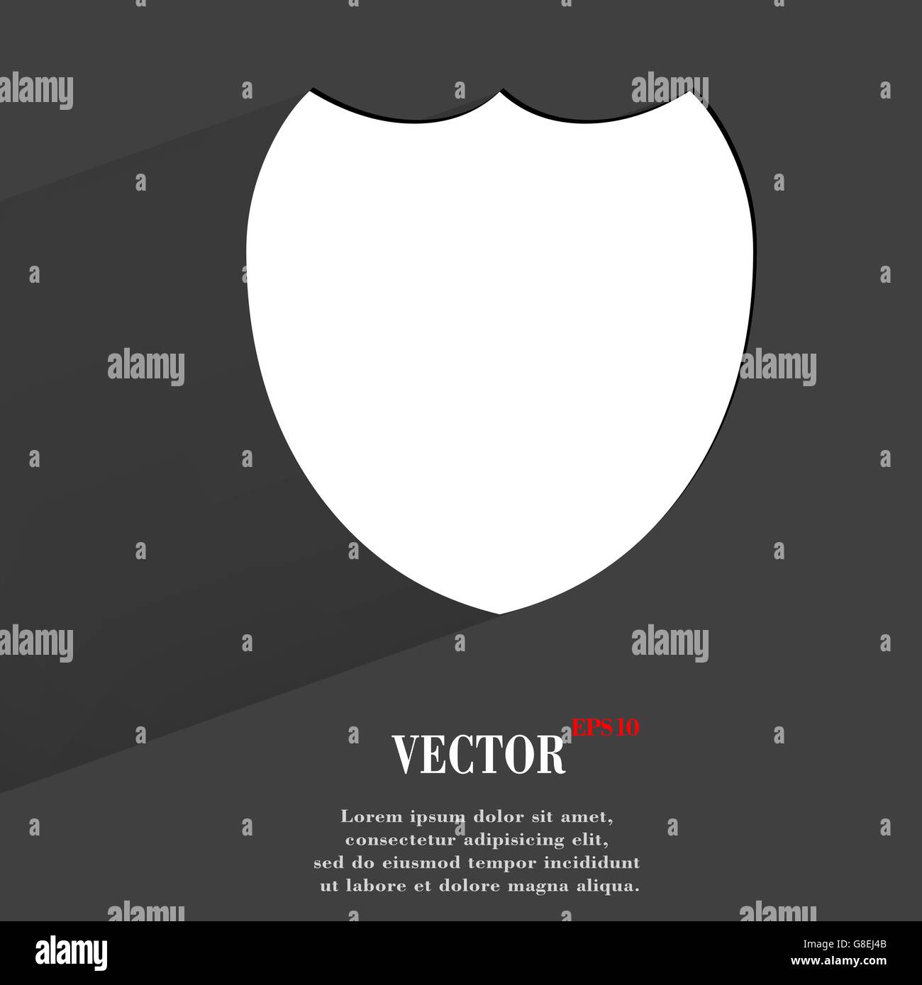 Shield protection. Flat modern web button with long shadow and space for your text. Vector. EPS10 Stock Vector