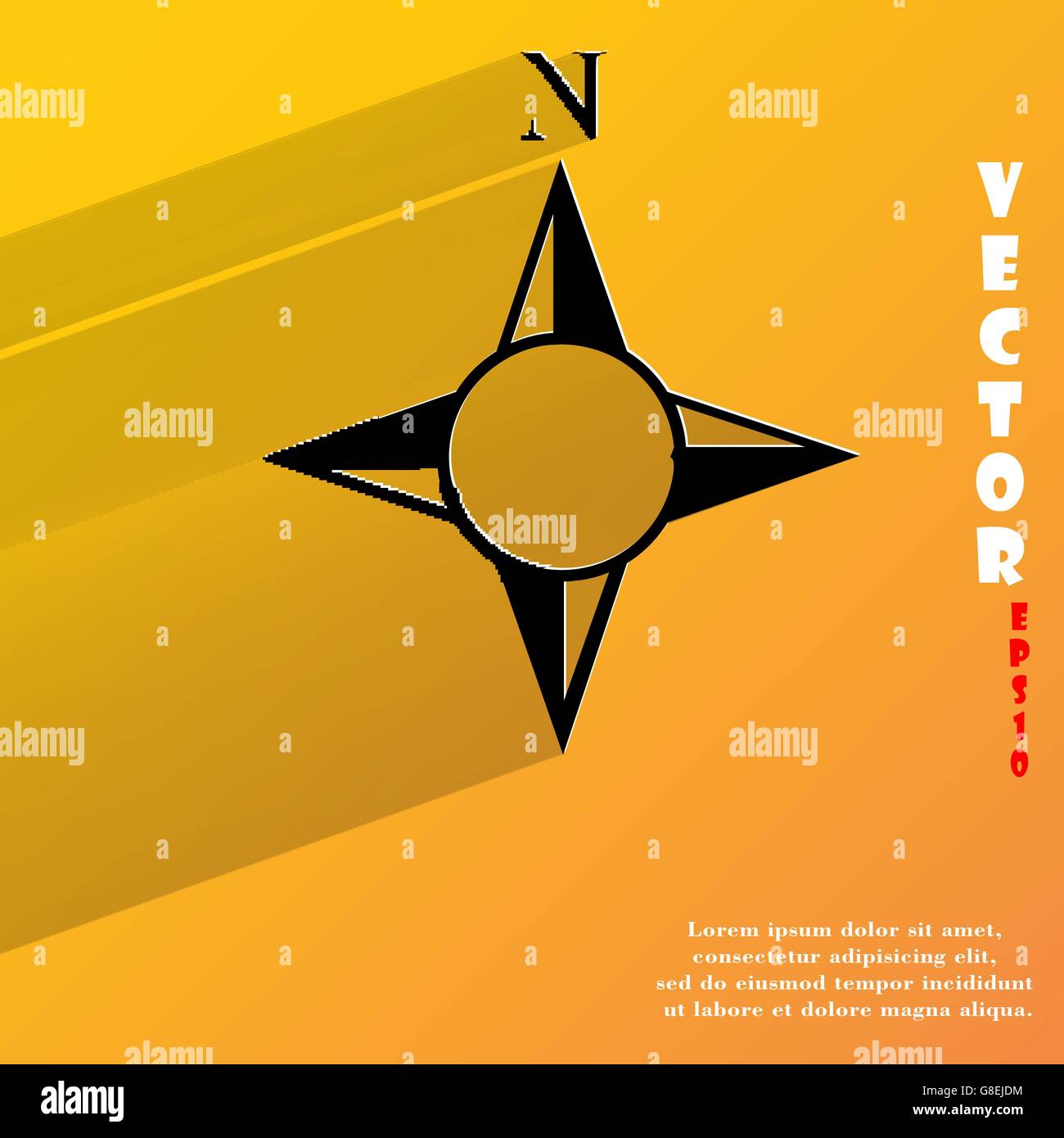 side of the World, compass. Flat modern web button with long shadow and ...