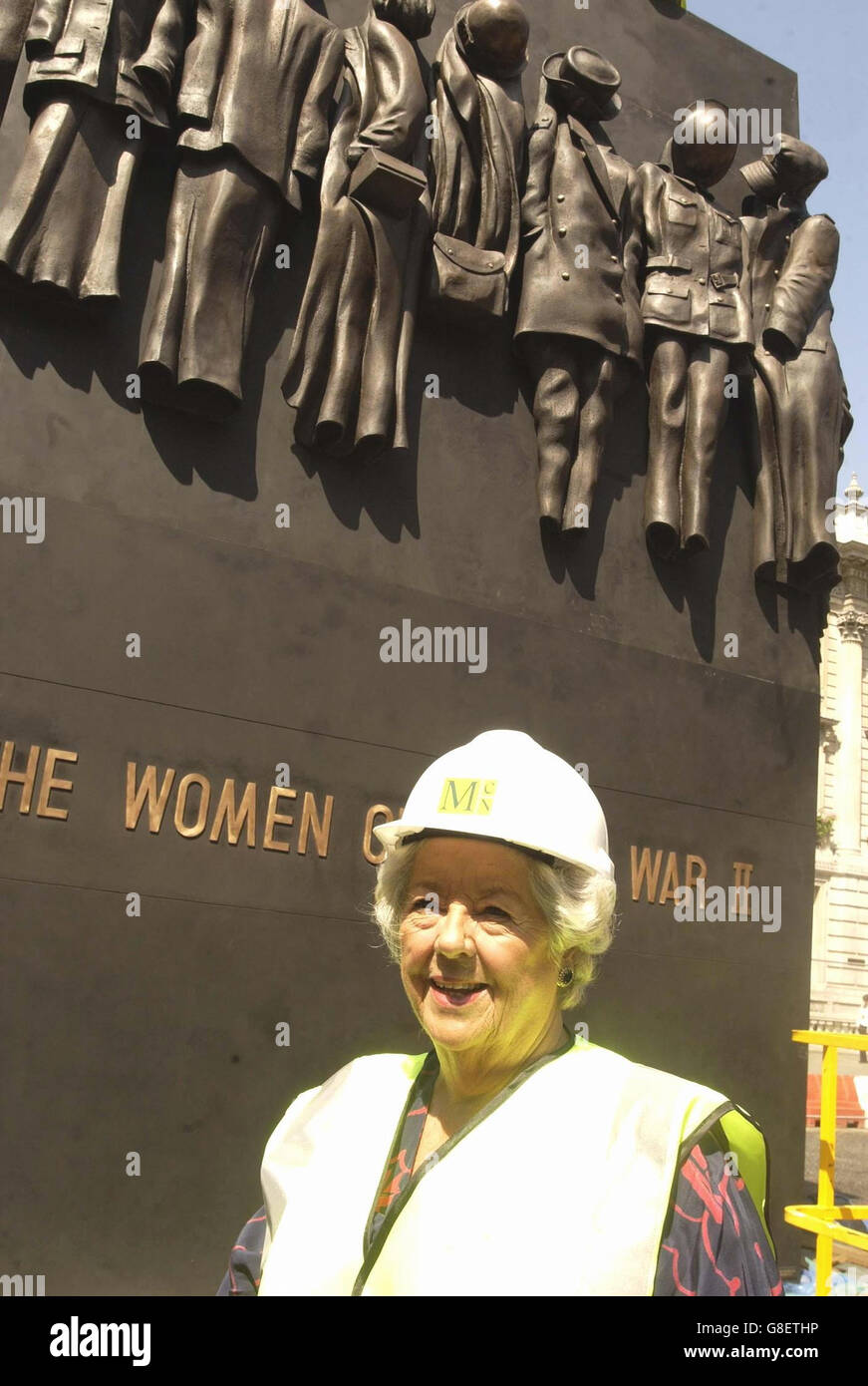 Former Speaker of the House of Commons, Baroness Boothroyd. The new memorial, designed by sculptor John Mills, is situated in front of the Ministry of Defence. Stock Photo