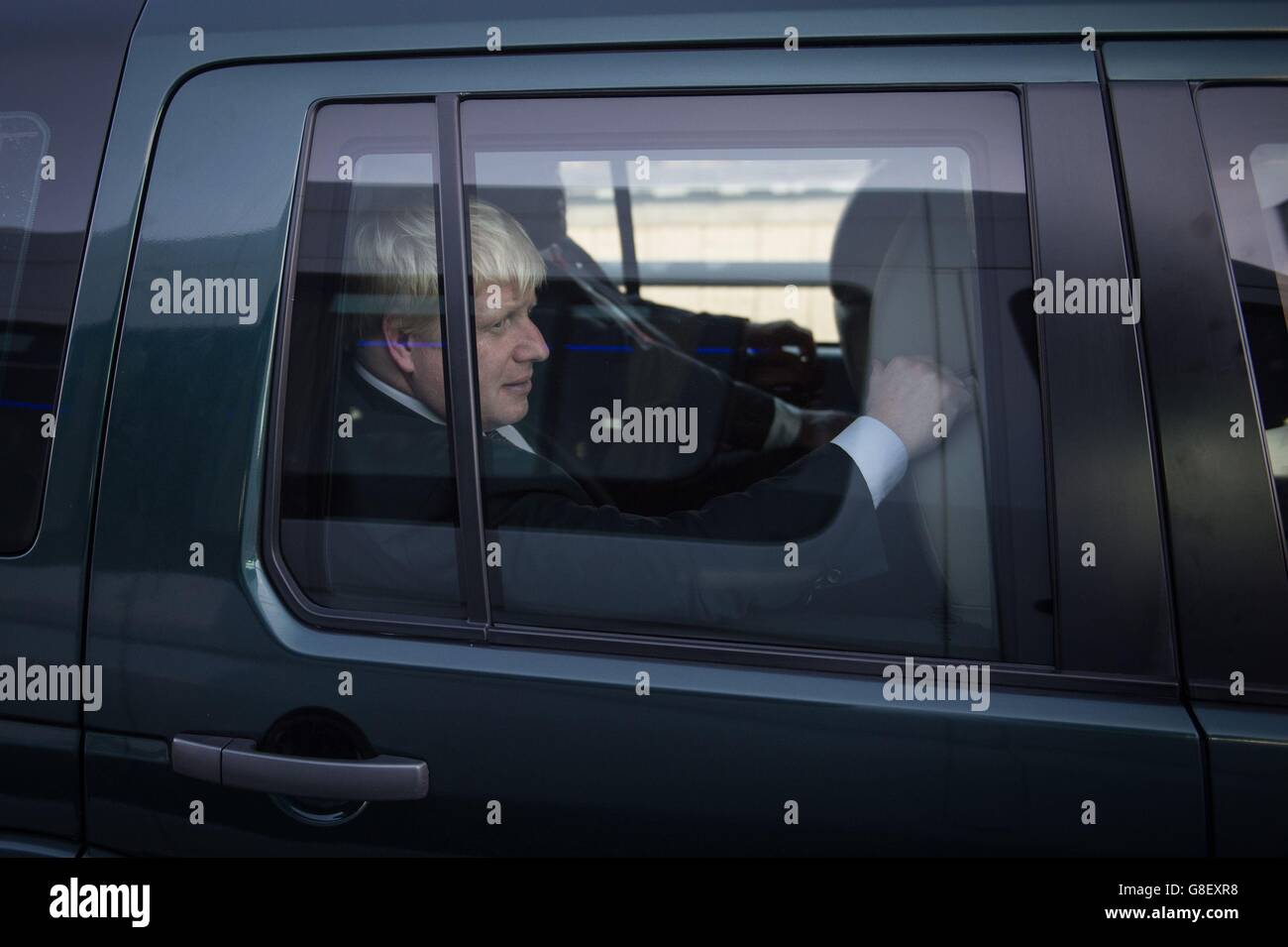 Mayor of London Boris Johnson leaves Ramallah in Palestine as his visit to the West Bank was cut short after organisers cancelled meetings and accused him of adopting a "misinformed and disrespectful" pro-Israel stance. Stock Photo