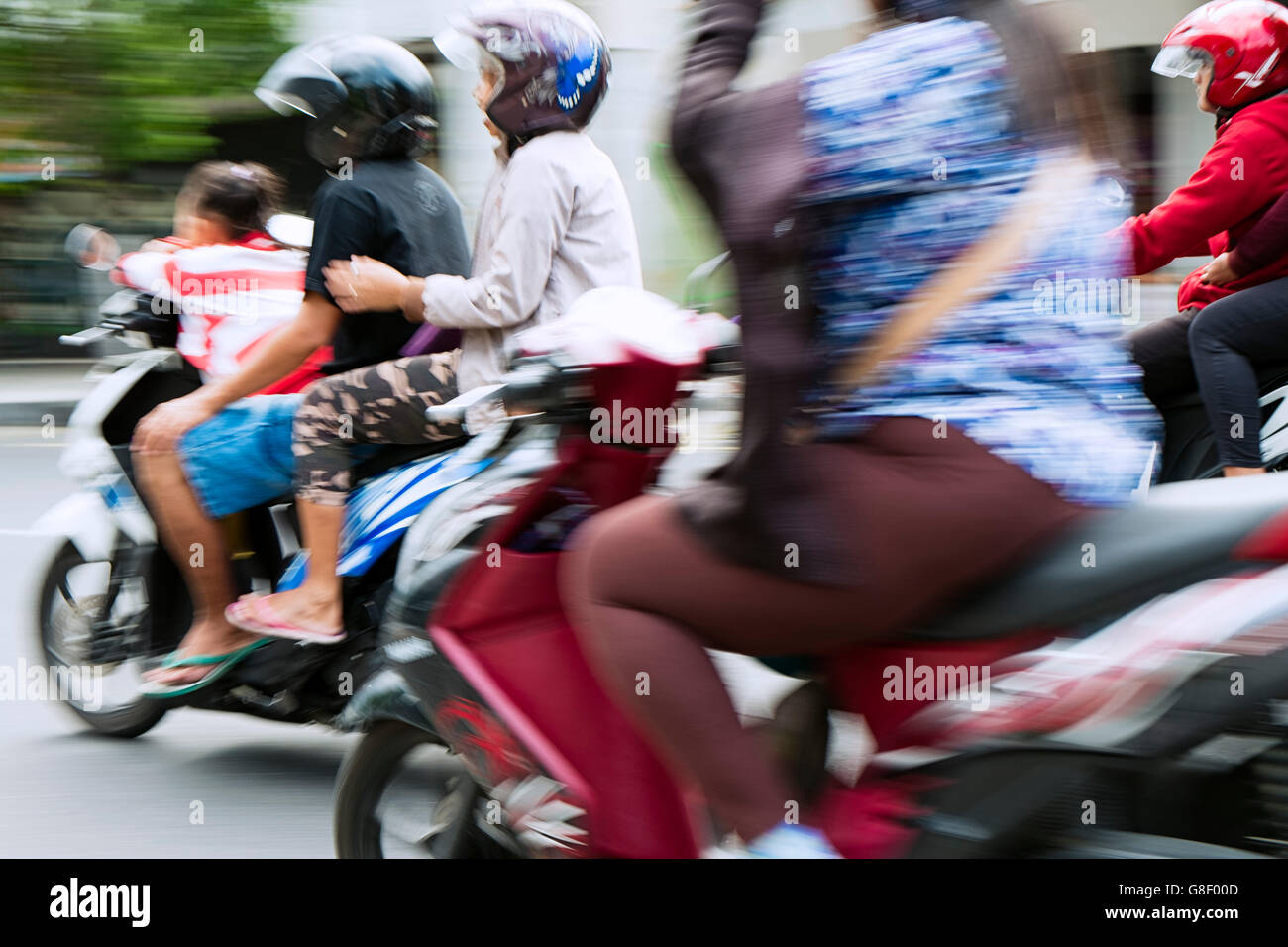 Motorbike traffic in Yogyakarta, Indonesia Stock Photo