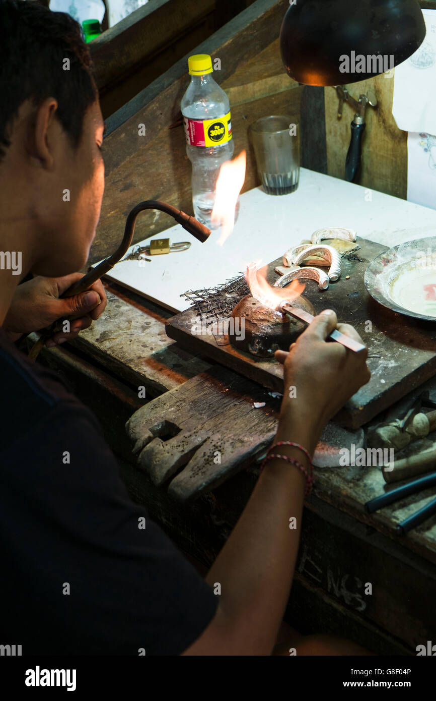 Silversmiths in Bali, Indonesia Stock Photo