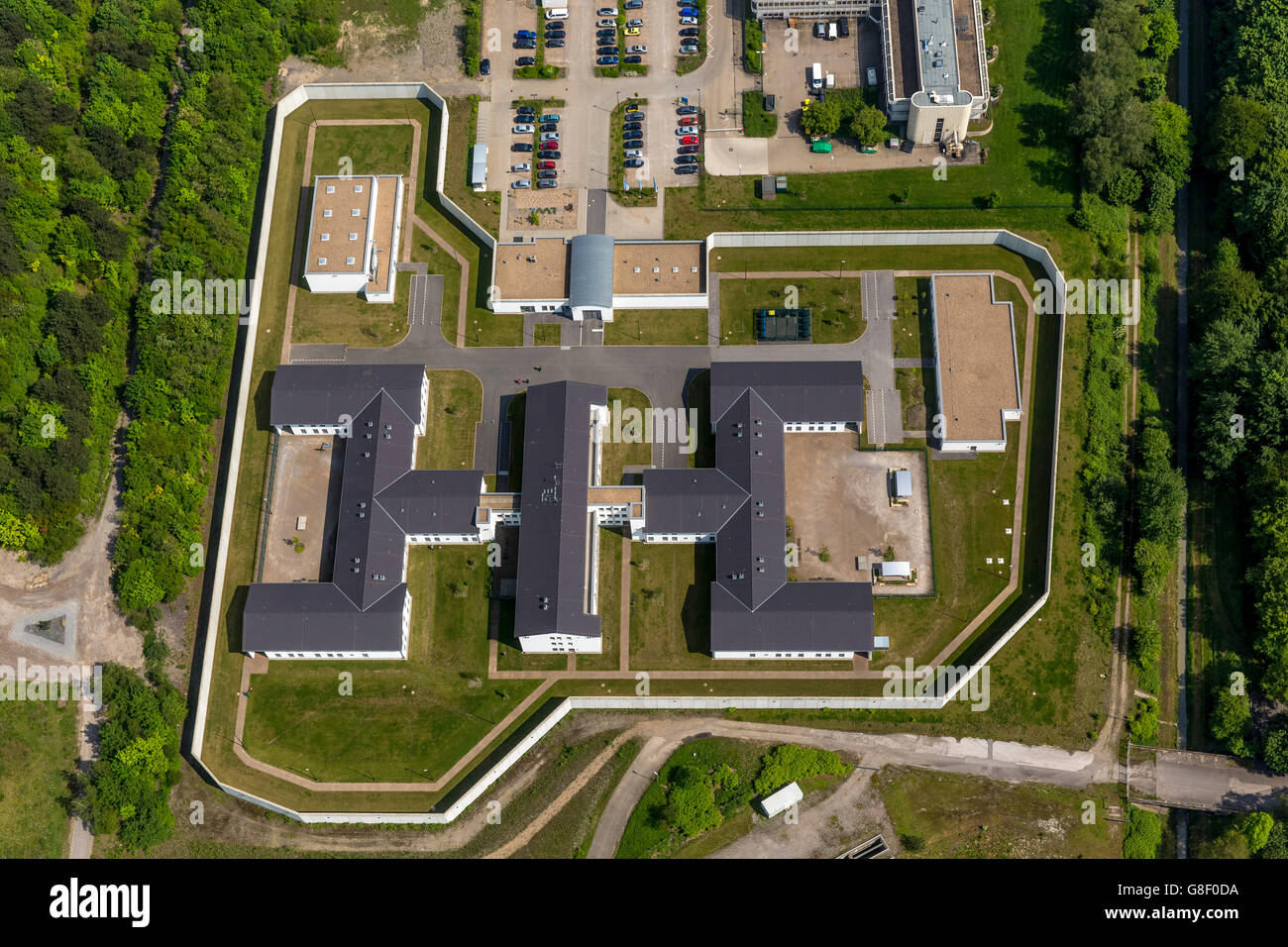 Aerial view, forensics Herne-Wanne, preventive detention, mental hospital, Herne Wanne-Eickel, Herne, Ruhr area, Stock Photo