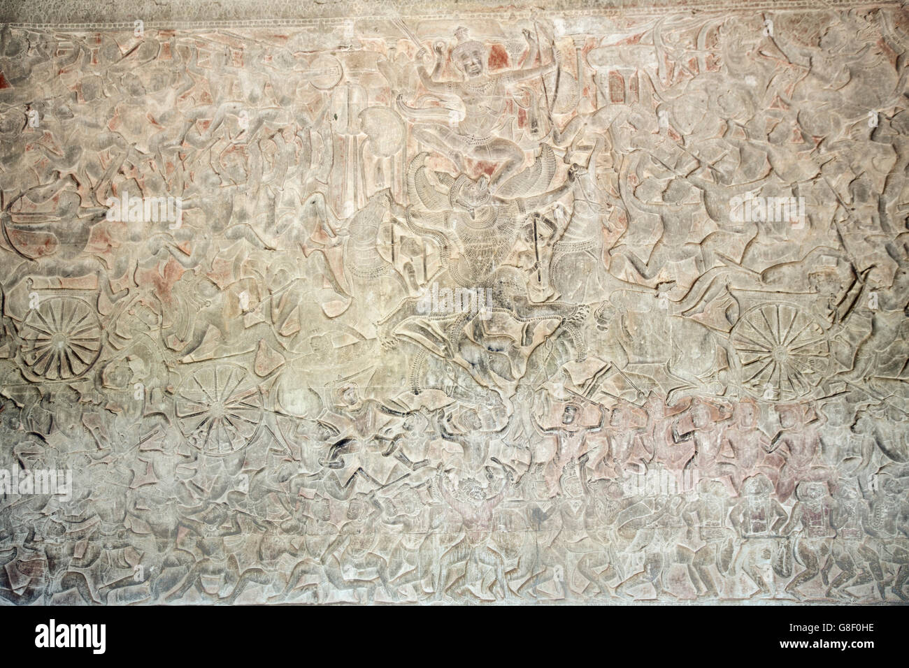 Carvings on friezes at Angkor Wat Stock Photo