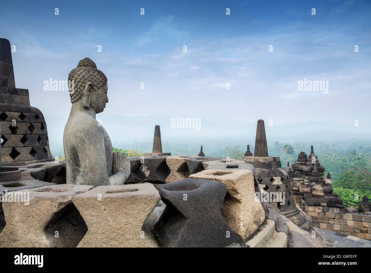 Borobudur World Heritage Site, a 9th-century Mahayana Buddhist Temple in Magelang, Central Java, Indonesia Stock Photo