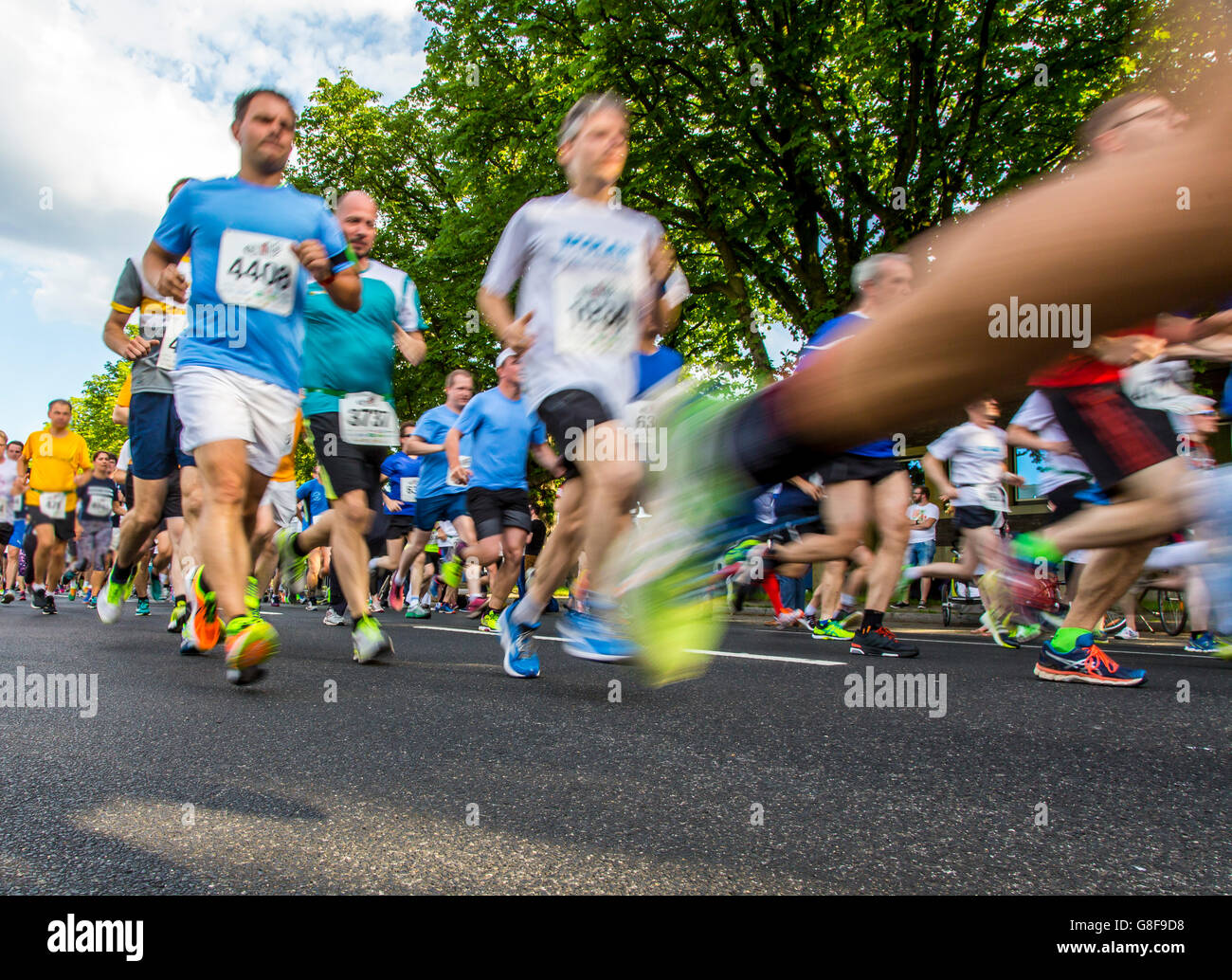 Public company run, more then 6000 runners of companies taking place in the annual running contest in Düsseldorf, Germany Stock Photo