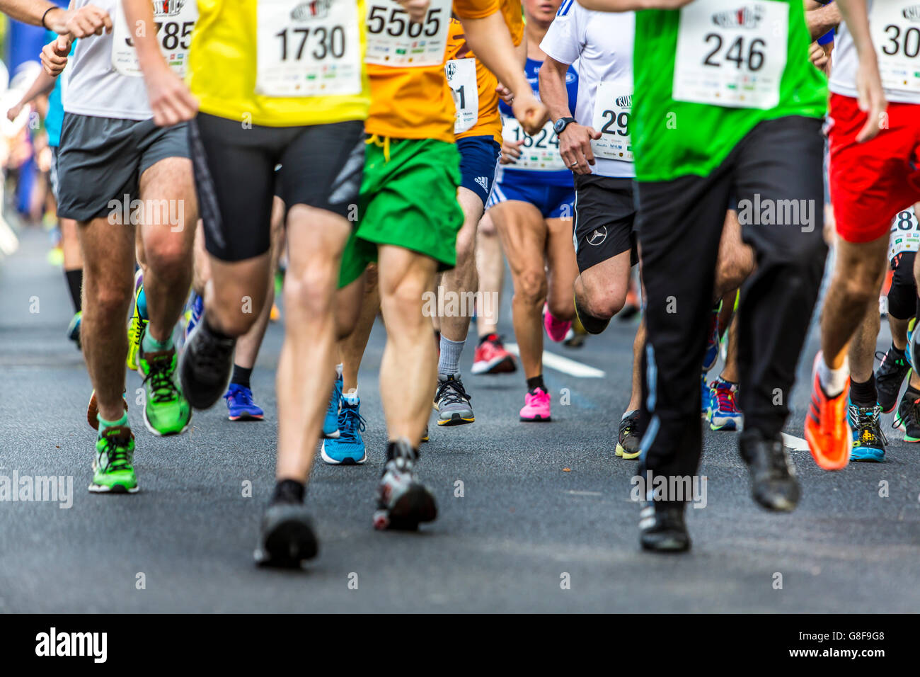 Public company run, more then 6000 runners of companies taking place in the annual running contest in Düsseldorf, Germany Stock Photo