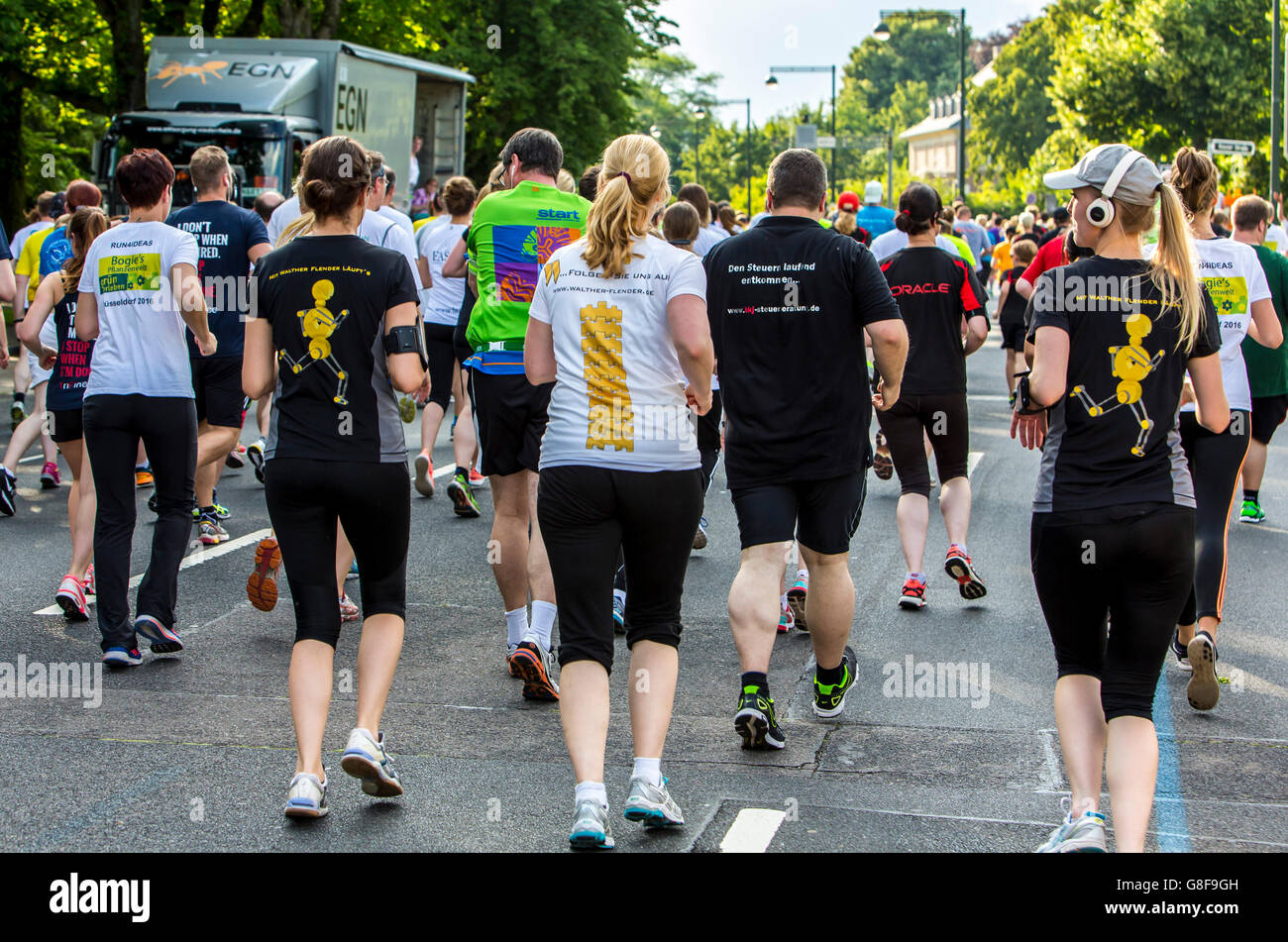 Public company run, more then 6000 runners of companies taking place in the annual running contest in Düsseldorf, Germany Stock Photo