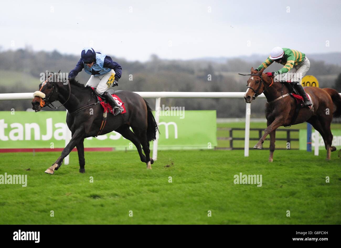 Billy's Hope ridden by Kate Harrington (left) on their way to victory in the Blackhills (Pro/Am) Flat Race during day two of the Winter Festival at Punchestown Racecourse, Co. Kildare, Ireland. Stock Photo