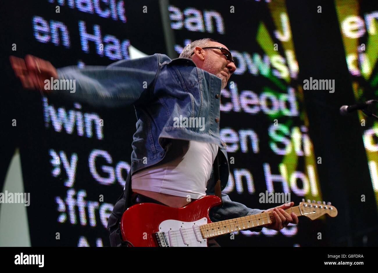 Live 8 Concert - Hyde Park. Pete Townshend of The Who performs on stage. Stock Photo