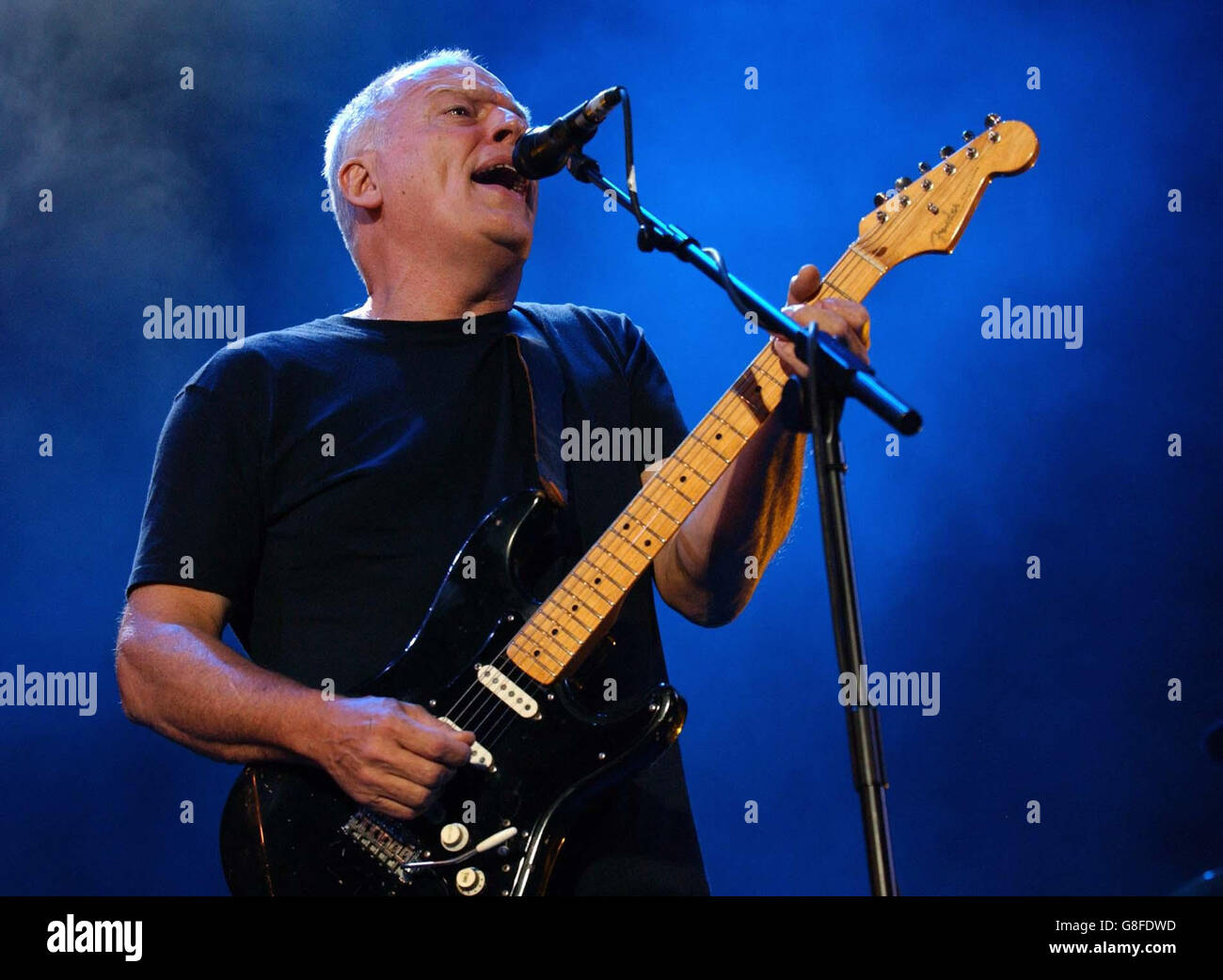 Live 8 Concert Hyde Park. Dave Gilmour of Pink Floyd performing on stage Stock Photo Alamy