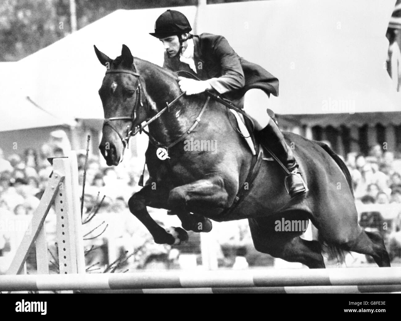 Ian Stark, 34, from Selkirk, Scotland, aboard 'Sir Wattie' on his way to becoming the first rider to take the first two places in the Whitbread Trophy at Badminton. Start added a second place on 'Glenburnie'. Stock Photo