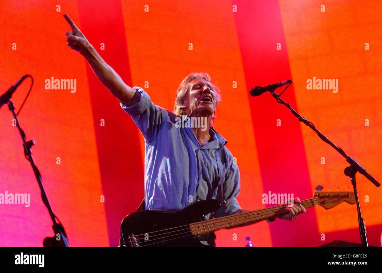 Live 8 Concert, Hyde Park. Roger Waters of Pink Floyd. Stock Photo
