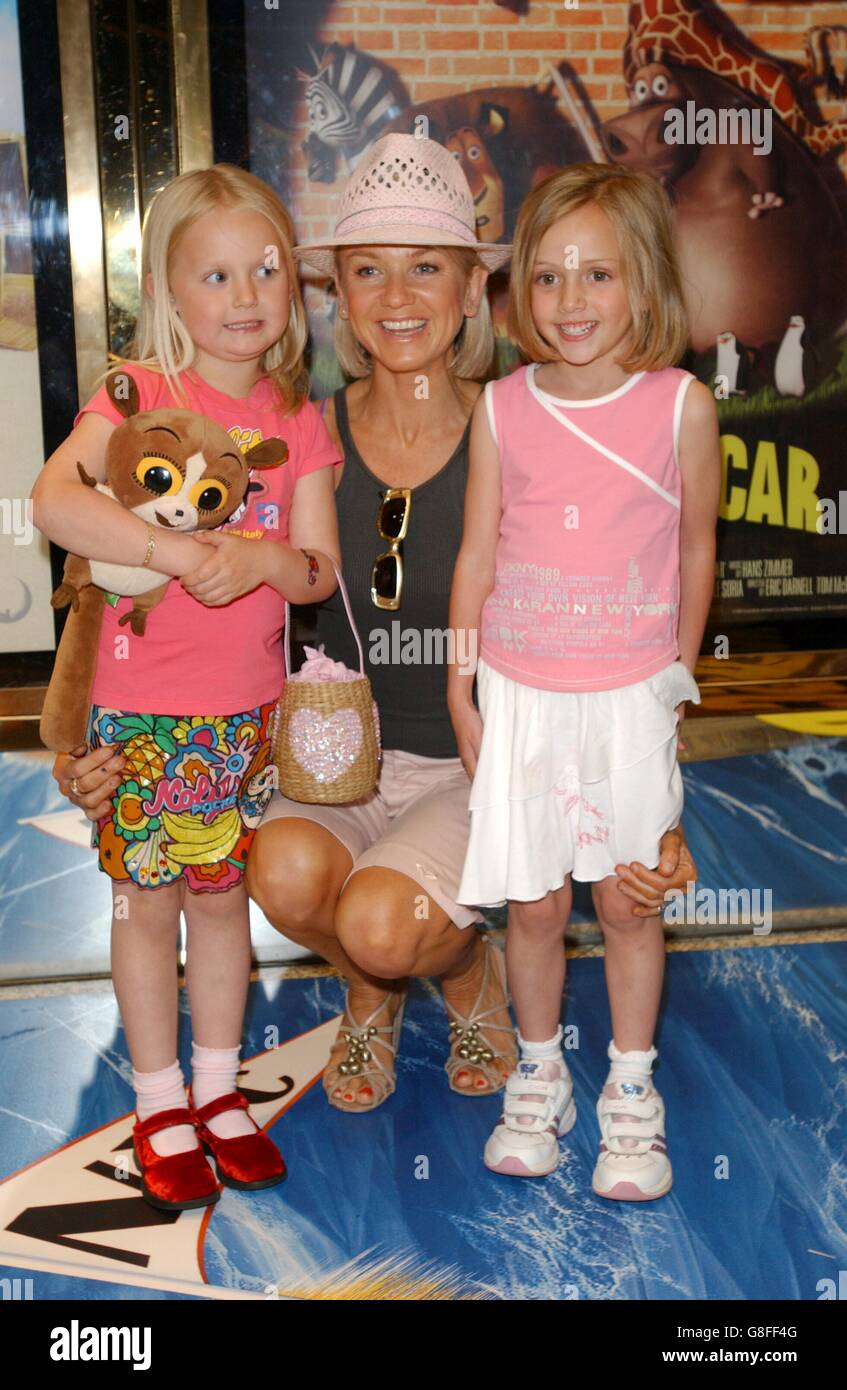 The Bill star Lisa Maxwell arrives with daughters Bo and Isabella. Stock Photo