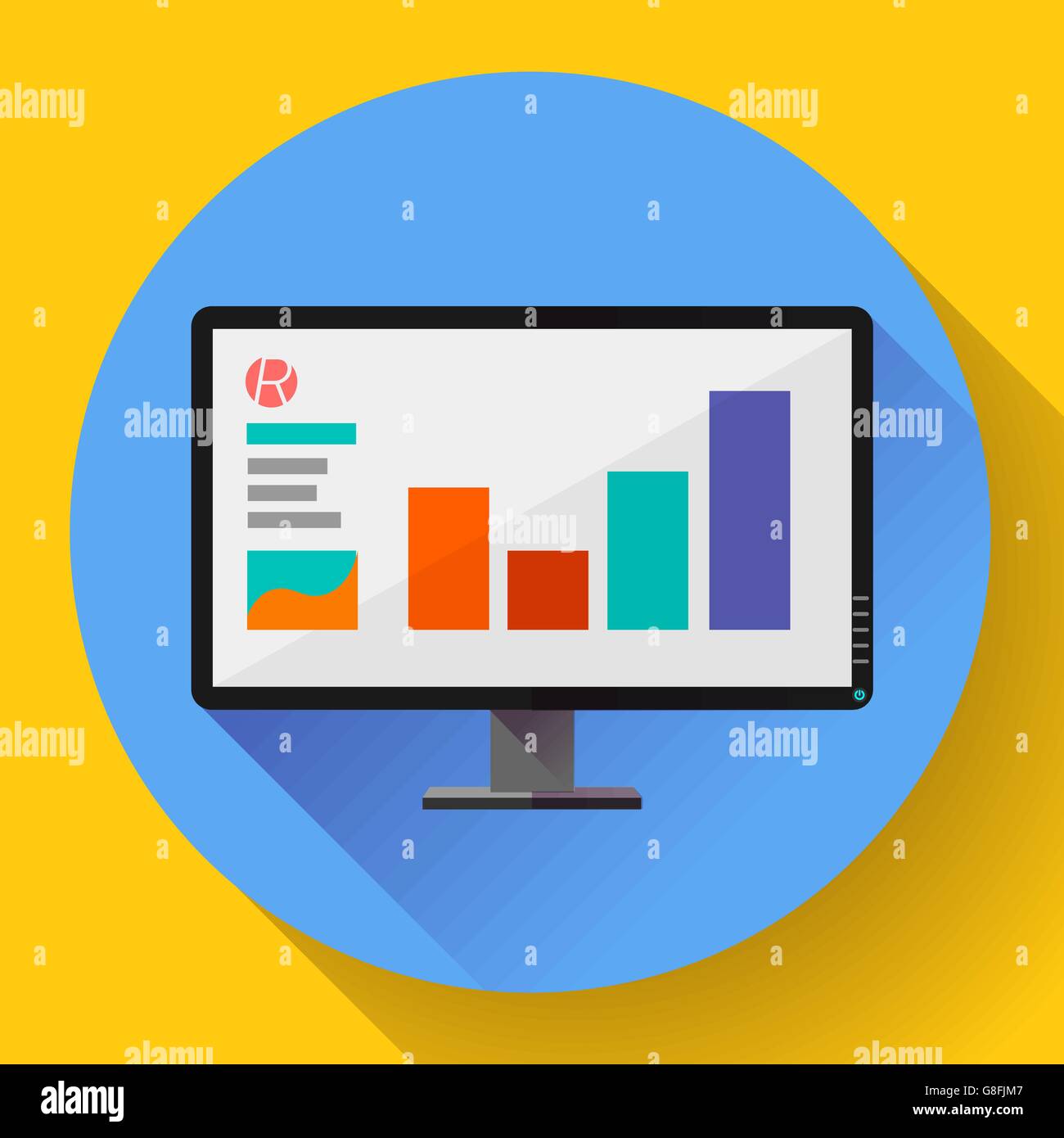 Computer monitor display wide screen icon. Presentation. Flat design ...