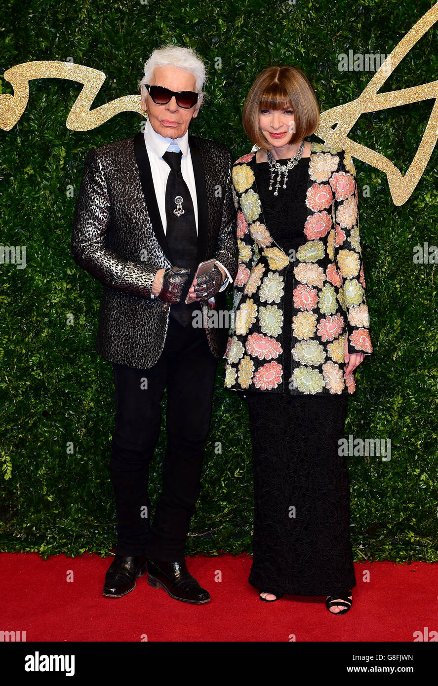 Anna Wintour and Karl Lagerfeld arriving at the Louis Vuitton art museum  inauguration, a week before its official opening to the public, on October  20, 2014 in Paris, France. Photo by ABACAPRESS.COM