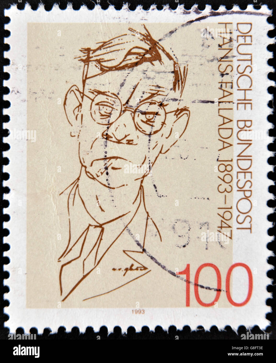 GERMANY - CIRCA 1993: A stamp printed in Germany shows to  Rudolf Friedrich Wilhelm Ditzen  ( Hans Fallada), circa 1993 Stock Photo