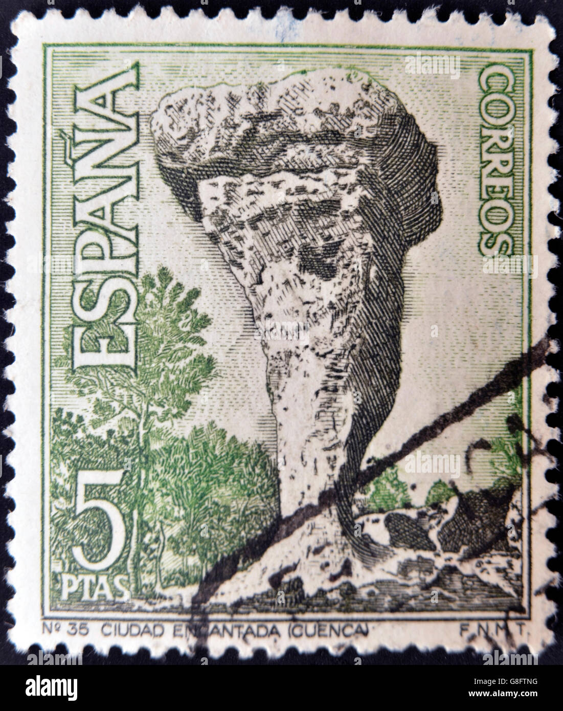 SPAIN - CIRCA 1967: A stamp printed in Spain shows La Ciudad Encantada, Cuenca, circa 1967 Stock Photo