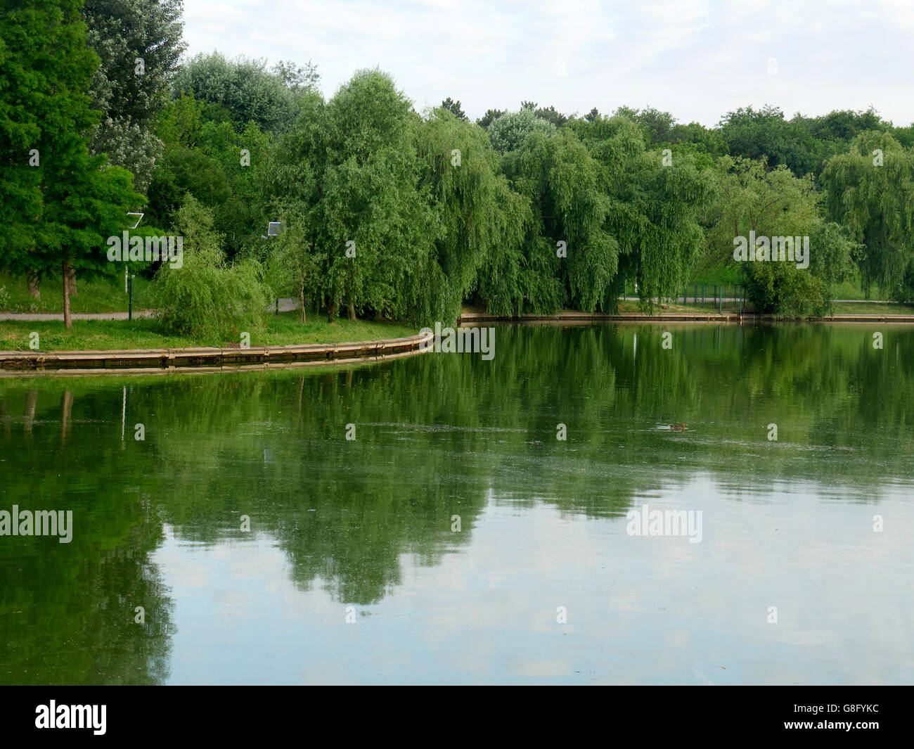 Lake Tineretulul in city park, Bucharest, Romania, June 2016 Stock Photo