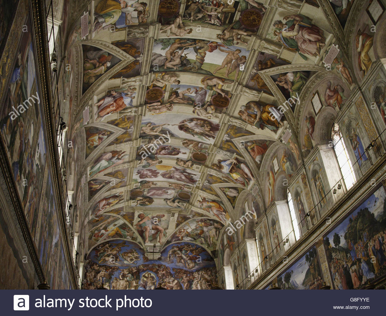 Ceiling Of The Sistine Chapel Vatican Rome Italy Stock