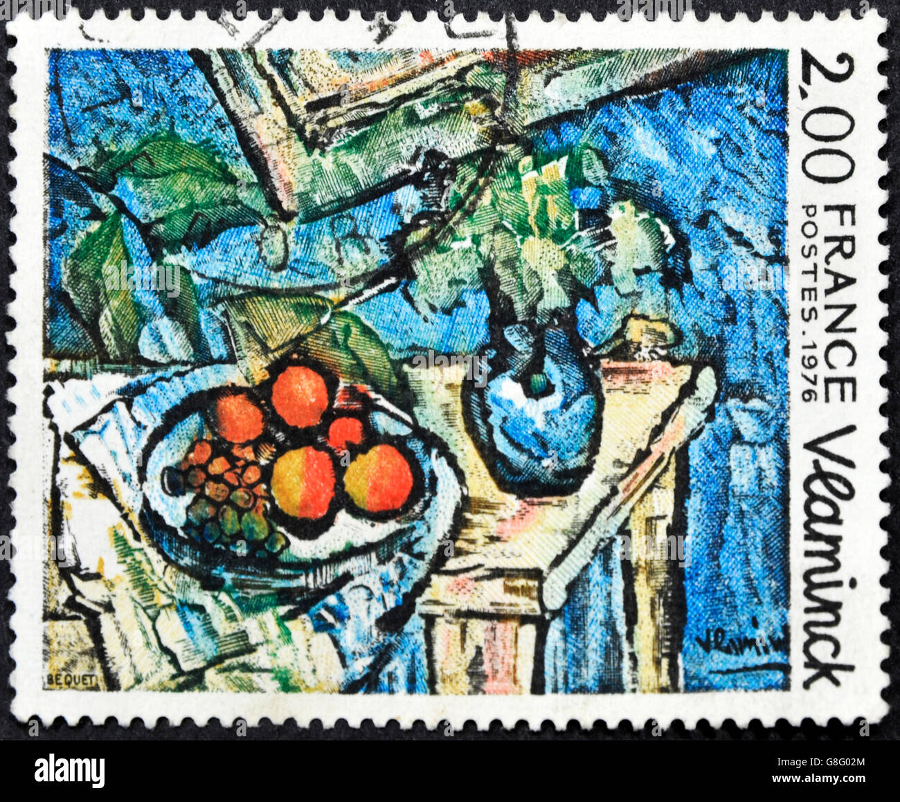 FRANCE - CIRCA 1976: A stamp printed in France shows the play 'Still Life' painted by Maurice De Vlaminck, circa 1976 Stock Photo