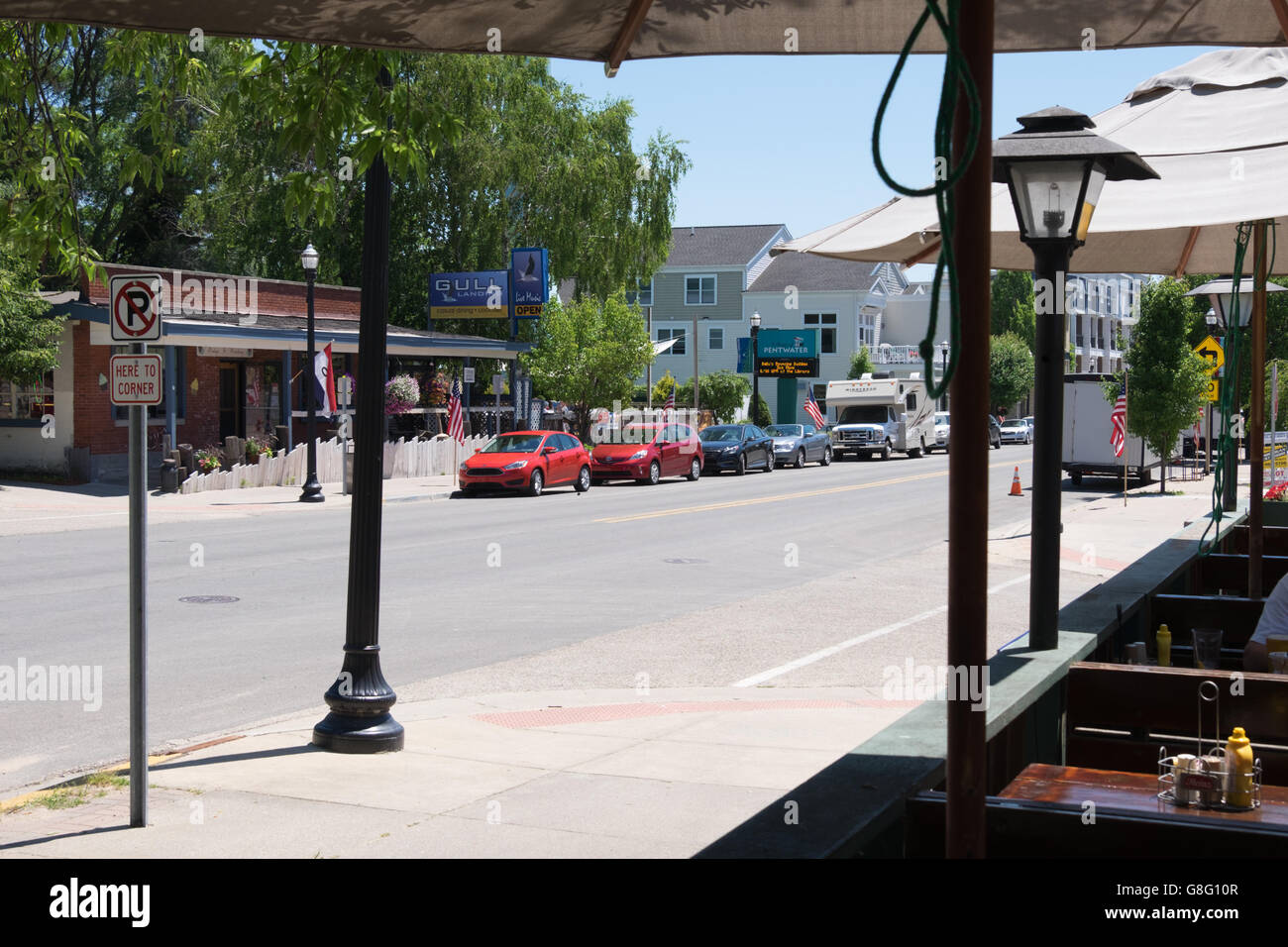 Shops in downtown Pentwater, Michigan Stock Photo Alamy