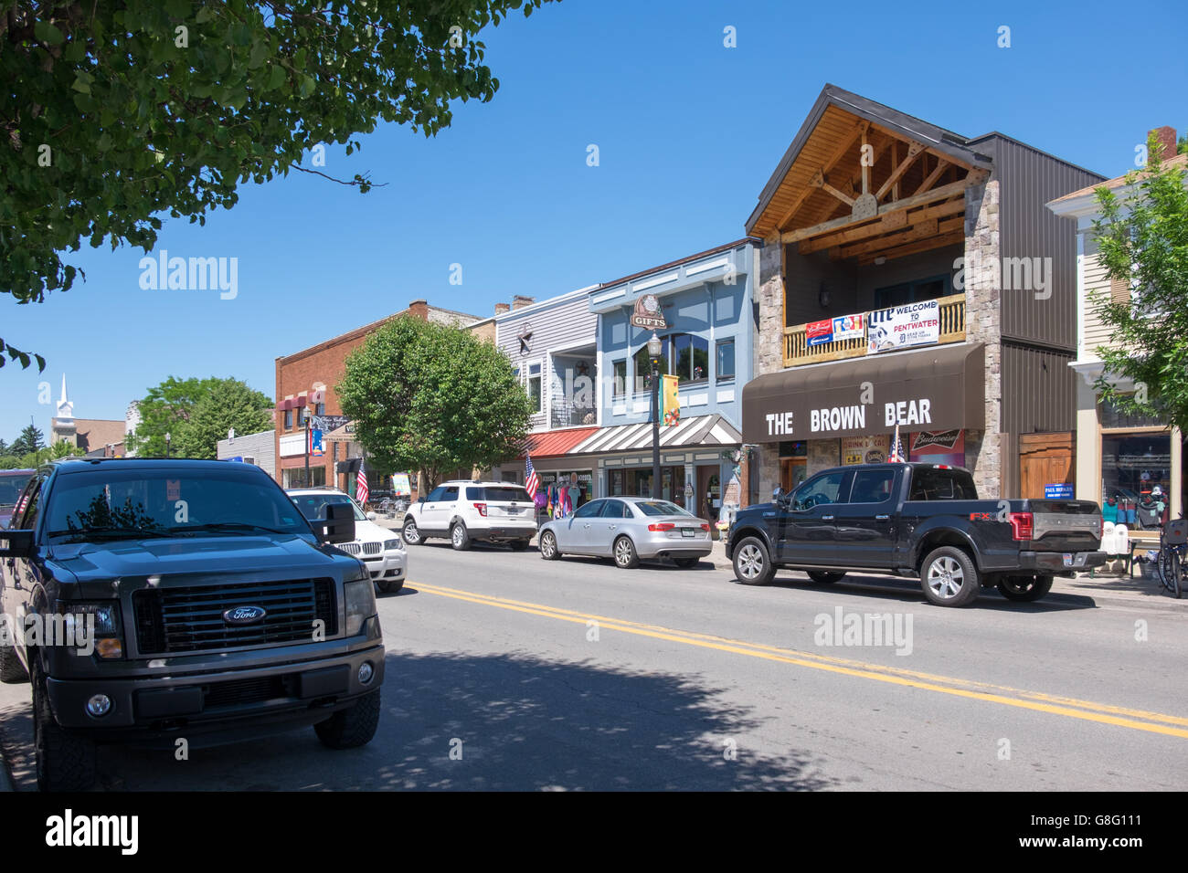 Downtown Pentwater, Michigan on a bright summer day Stock Photo Alamy