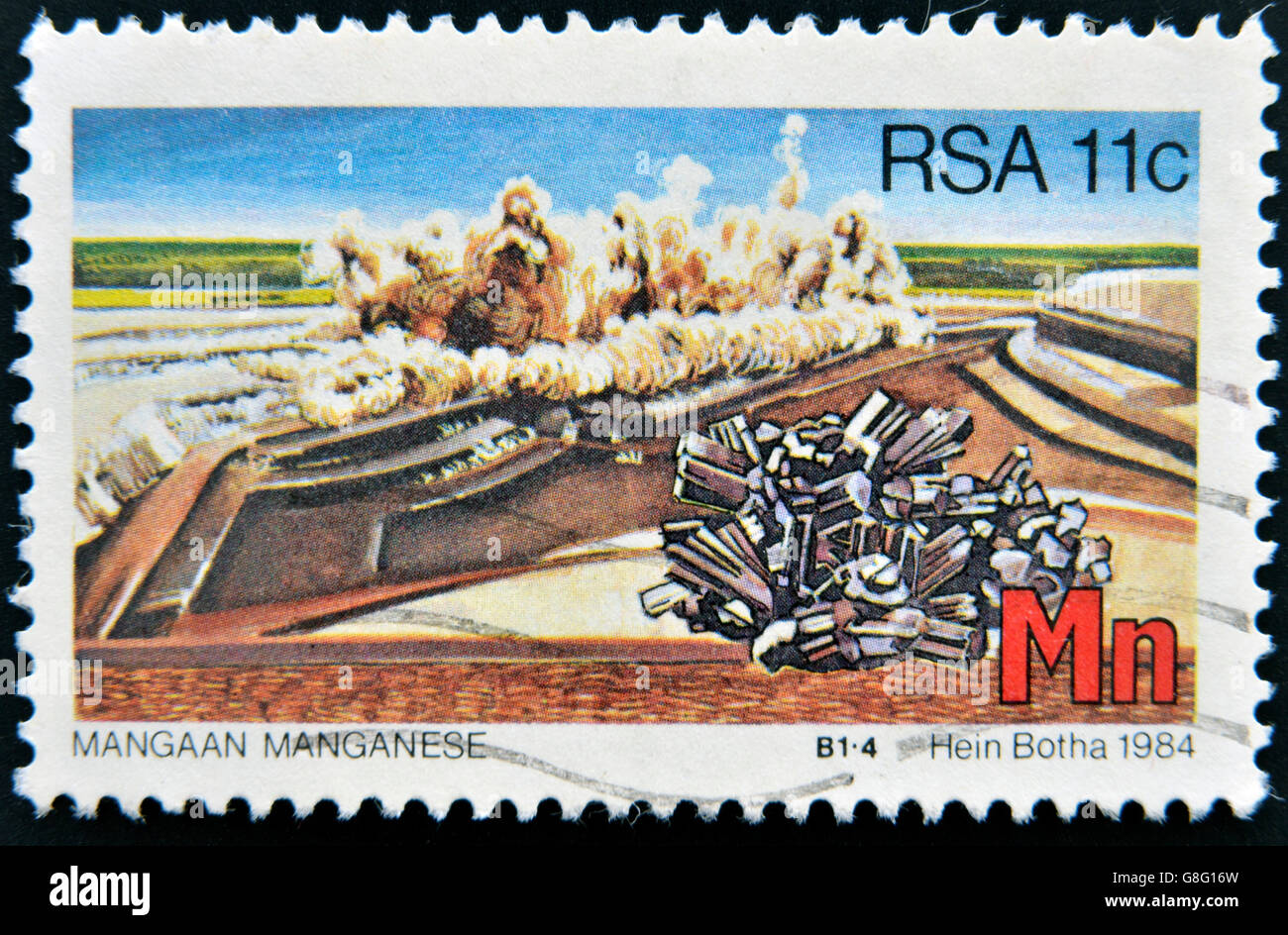 SOUTH AFRICA - CIRCA 1984: A stamp printed in RSA shows manganese, circa 1984 Stock Photo