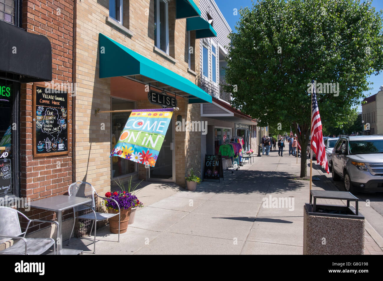 downtown shops in Pentwater, Michigan, USA Stock Photo Alamy