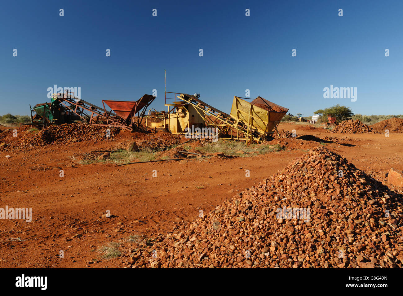 Diamond mining, mud flow medium, diggers, South Africa. Stock Photo