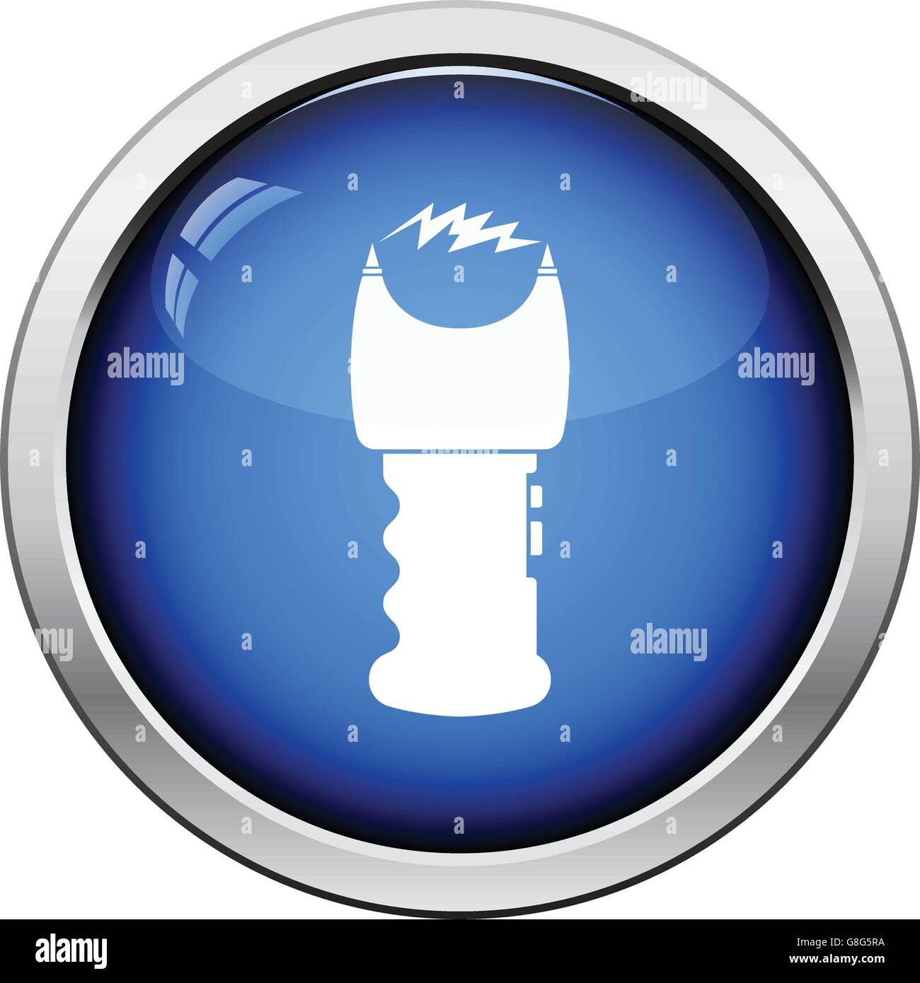 Stun gun icon. Glossy button design. Vector illustration Stock Vector ...