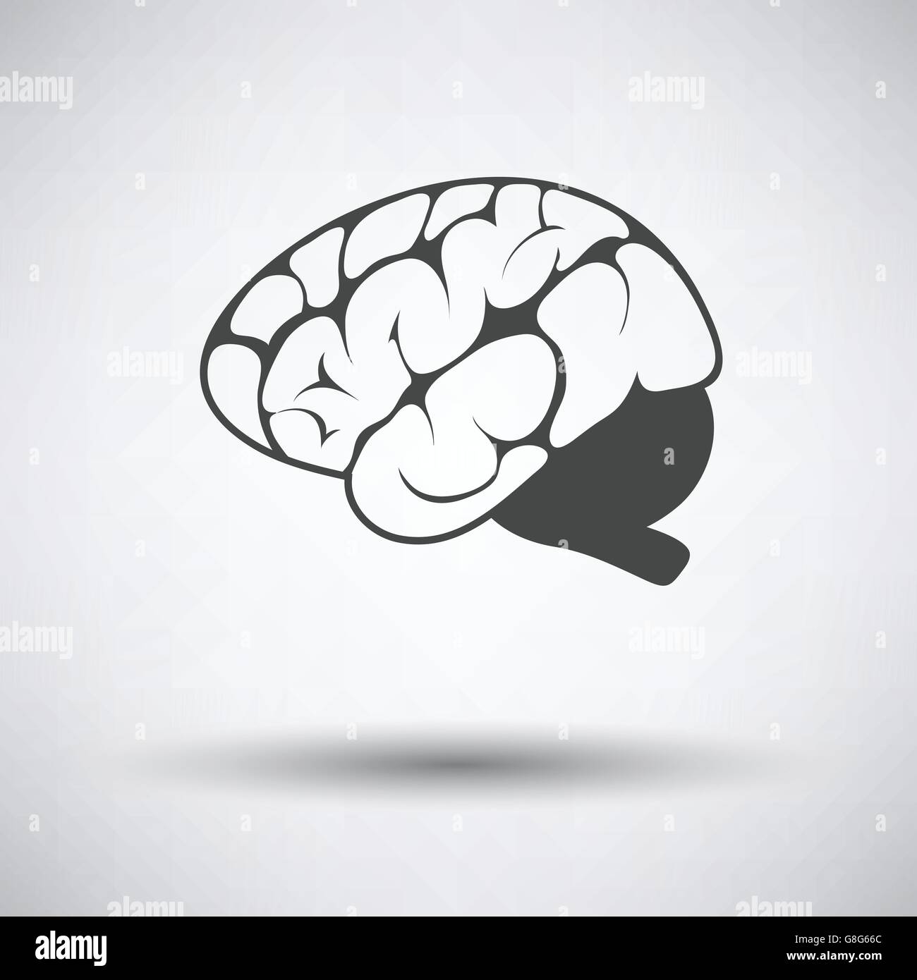 Brain icon on gray background, round shadow. Vector illustration Stock ...