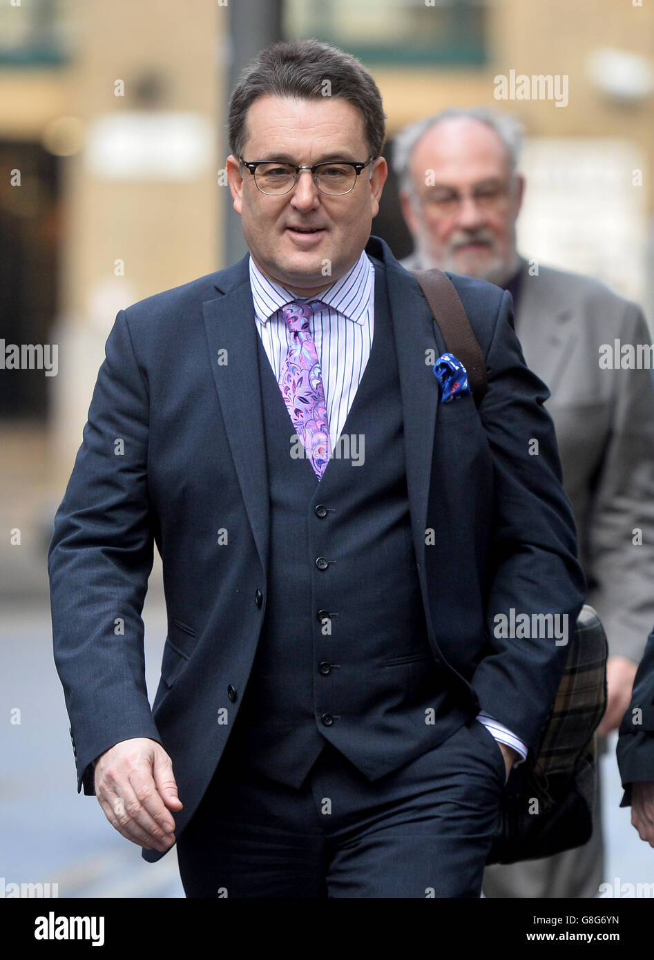 Andrew Fitch-Holland, arrives at Southwark Crown Court, London, where he denies perverting the course of justice, in connection with former New Zealand captain Chris Cairns' libel action against former IPL head Lalit Modi. Stock Photo