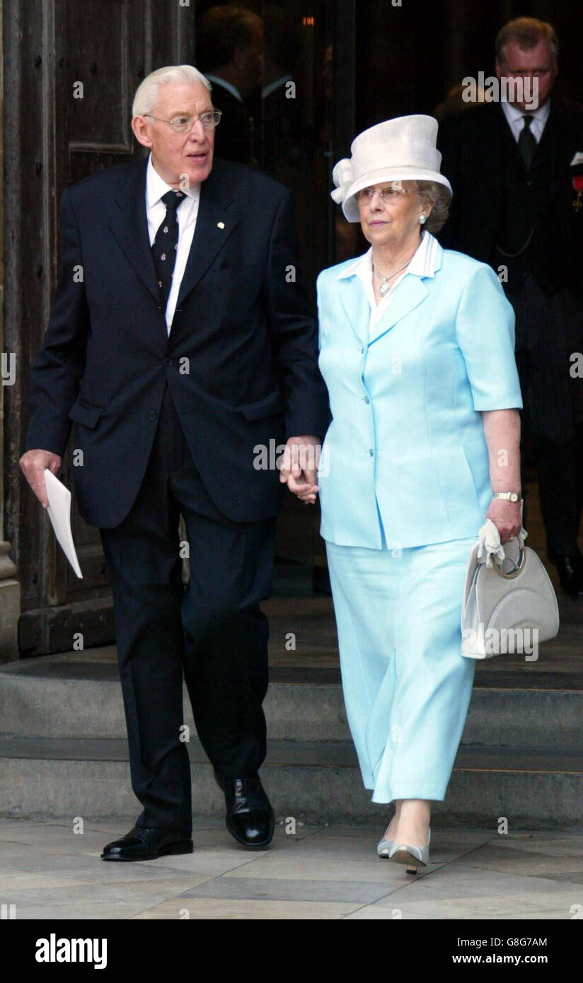 The Rev Ian Paisley and wife Eileen leave the National Service of