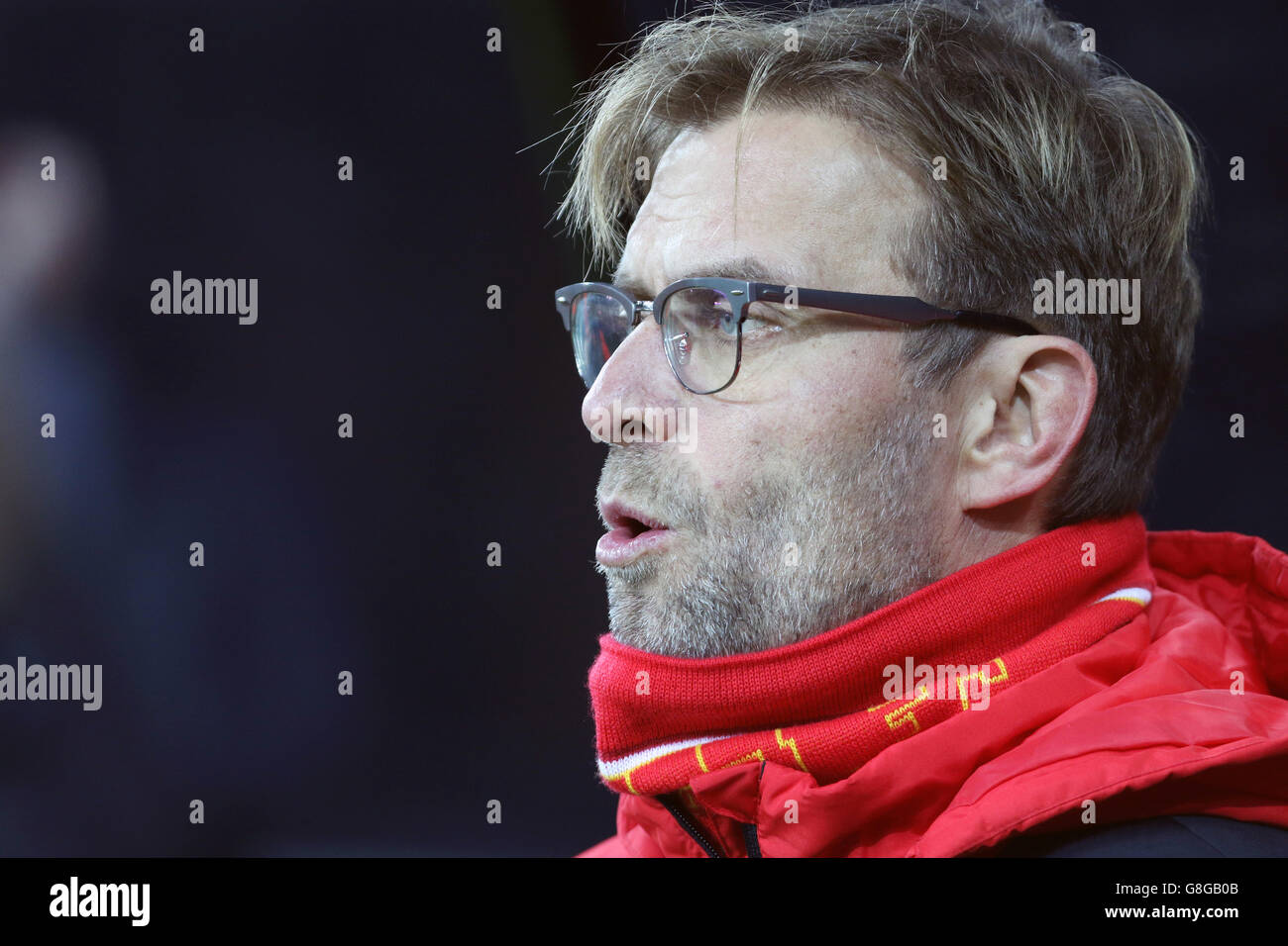 Liverpool manager Jurgen Klopp during the Barclays Premier League match at St James' Park, Newcastle. Stock Photo