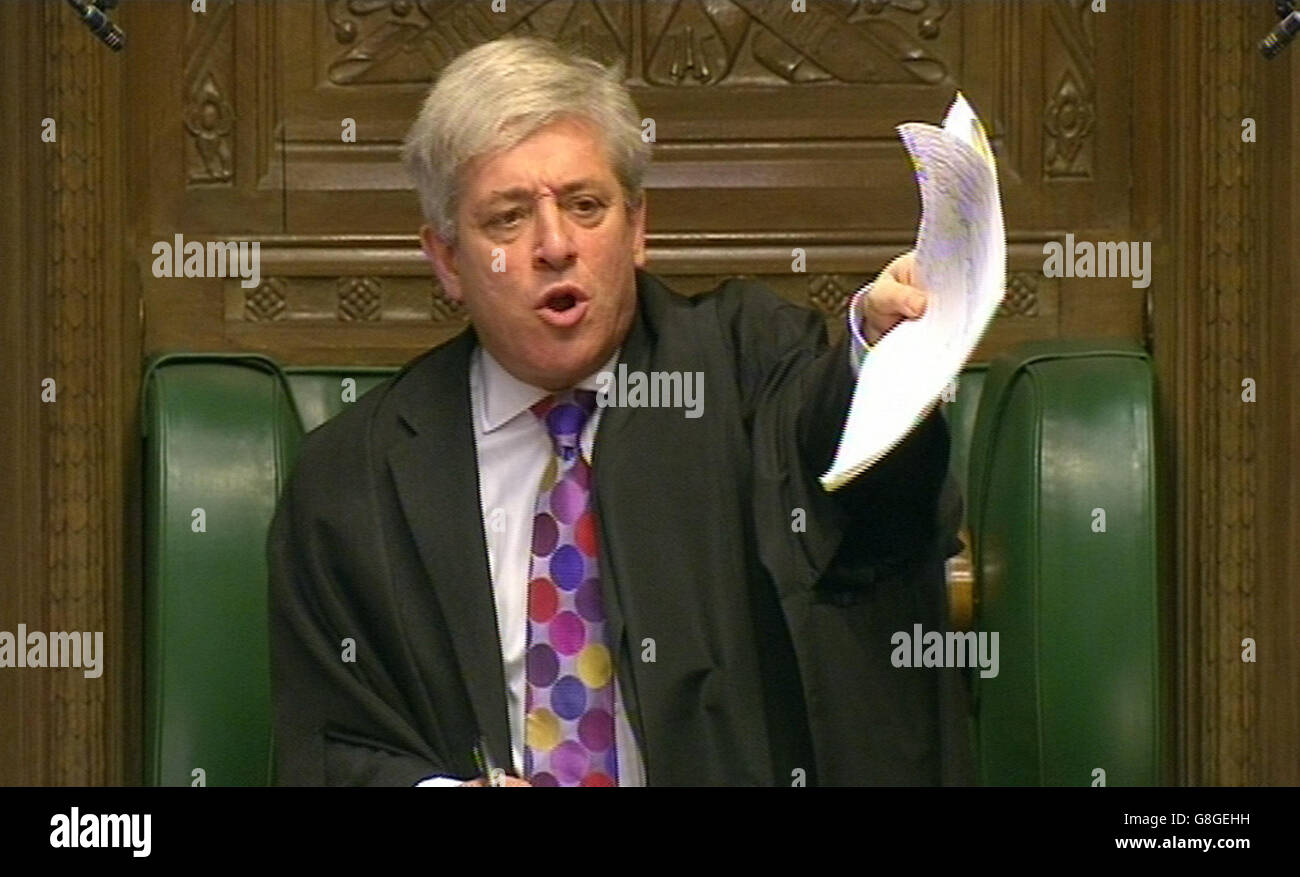 Speaker of the House of Commons John Bercow speaks during Prime