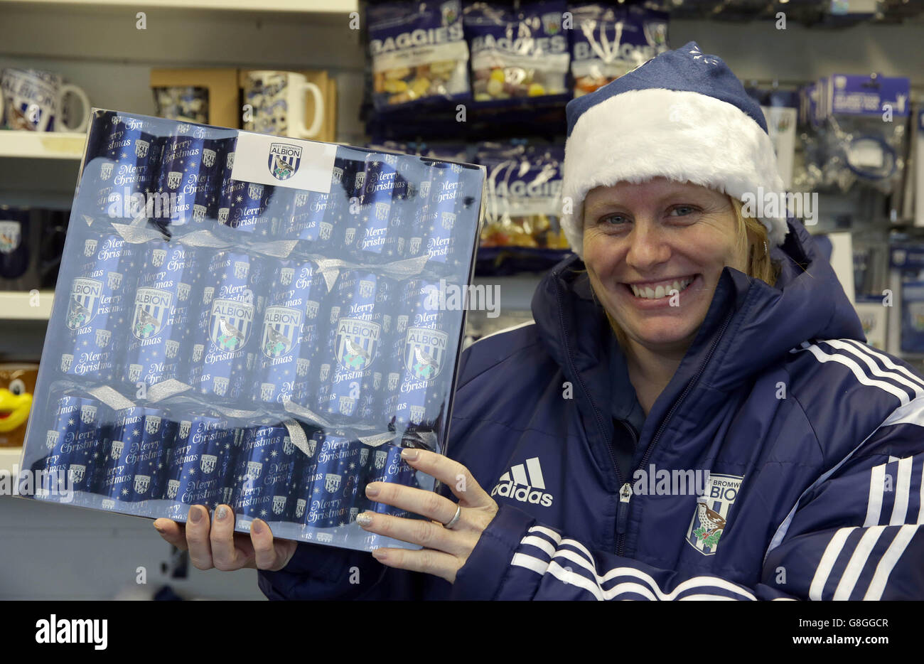 West Bromwich Albion Christmas crackers for sale in the club shop during  the Barclays Premier League match at The Hawthorns, West Bromwich Stock  Photo - Alamy