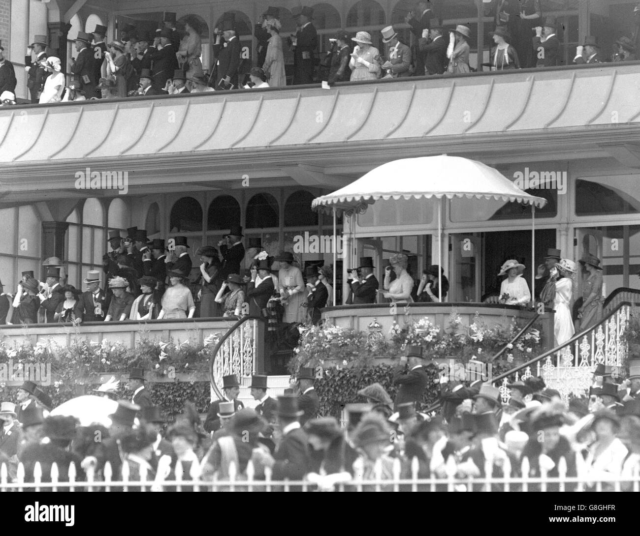 Royal Family at Ascot. King V, Queen Mary, the Prince of Wales, Prince Henry, Princess