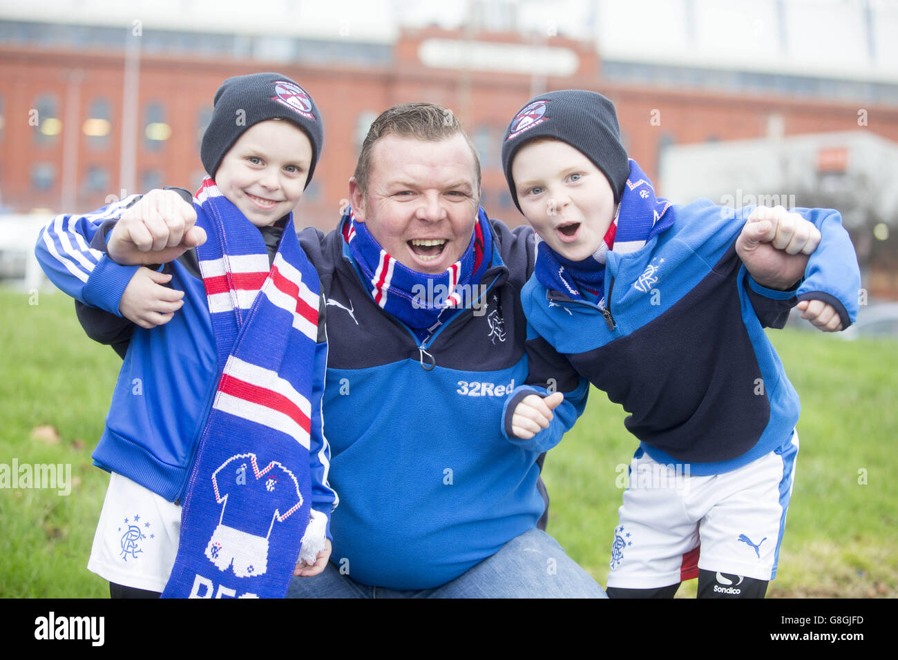 Rangers fans ahead of the Ladbrokes Scottish Championship match at Ibrox Stadium, Glasgow. Stock Photo