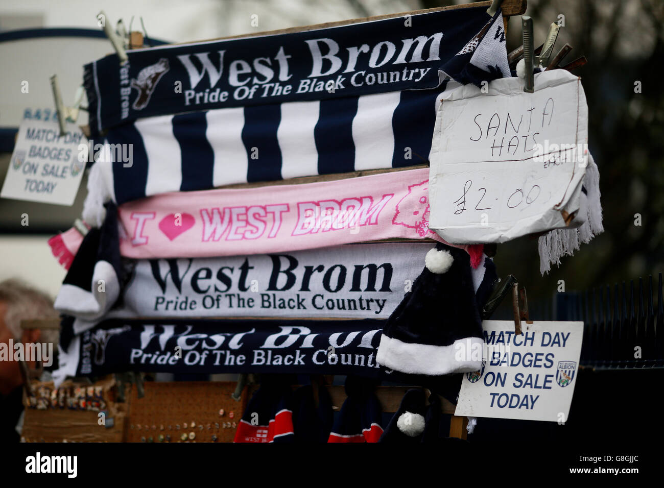 West Bromwich Albion v Newcastle United - Barclays Premier League - The Hawthorns. Memorabilia on sale before the Barclays Premier League match at The Hawthorns, West Bromwich. Stock Photo