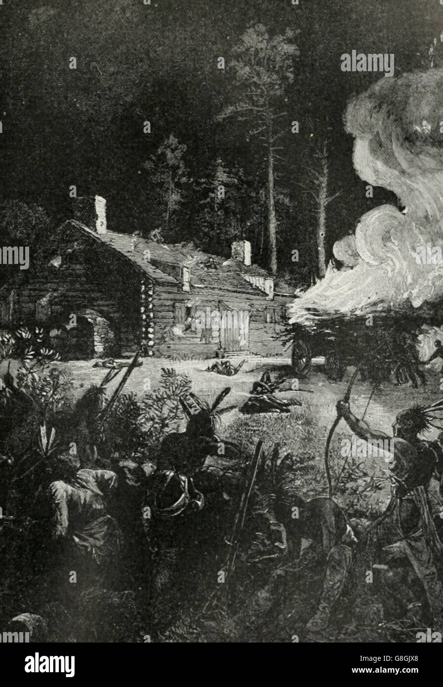 Indian attack on Brookfield, Massachusetts, 1675 Stock Photo