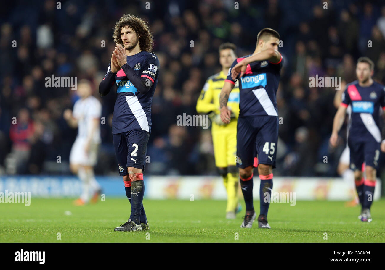 Newcastle United's Fabricio Coloccini applauds the Newcastle fans at the end of the Barclays Premier League match at The Hawthorns, West Bromwich. Stock Photo
