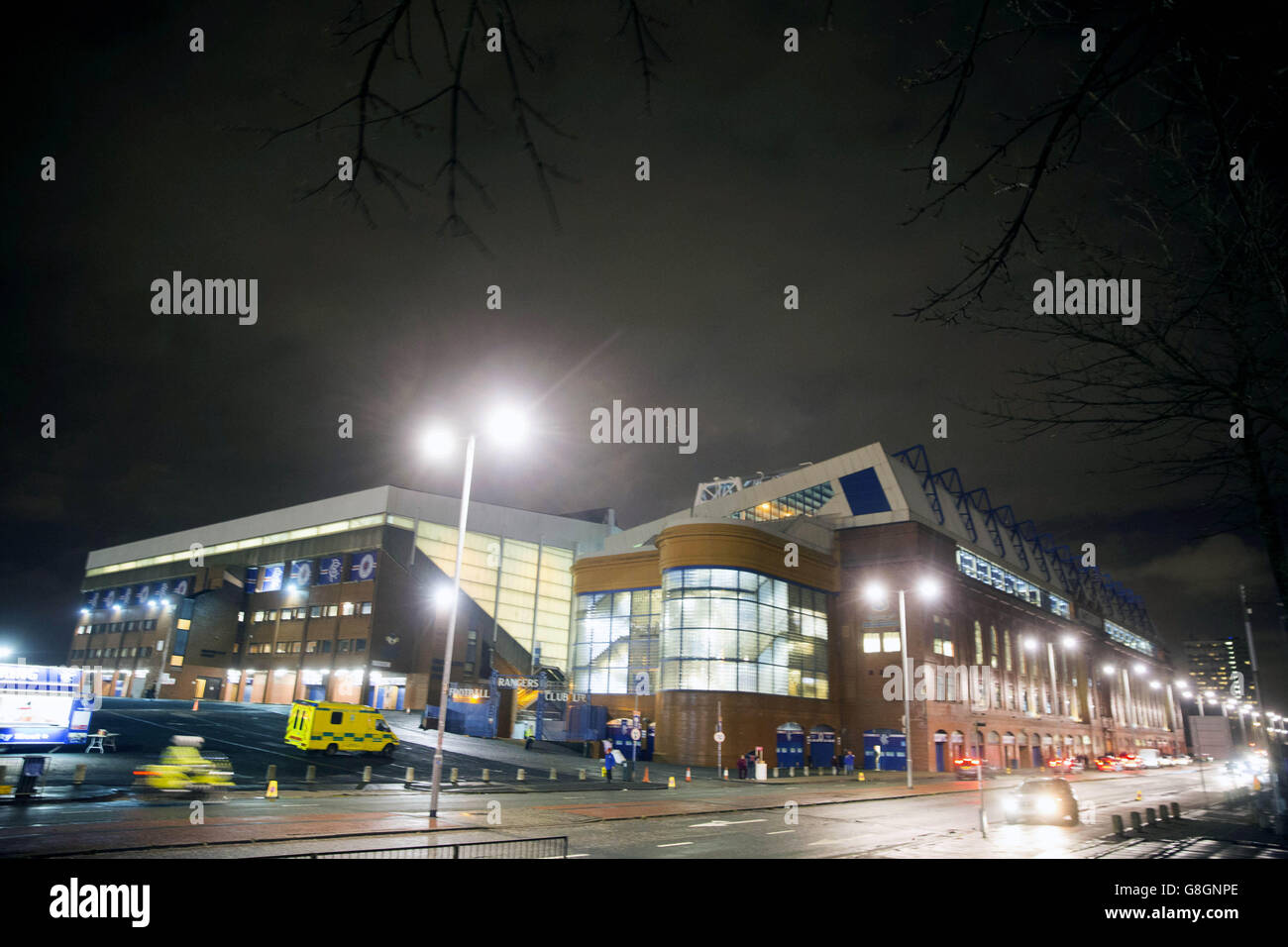 A general view outside the stadium before the Ladbrokes Scottish Championship match at Ibrox Stadium, Glasgow. Stock Photo