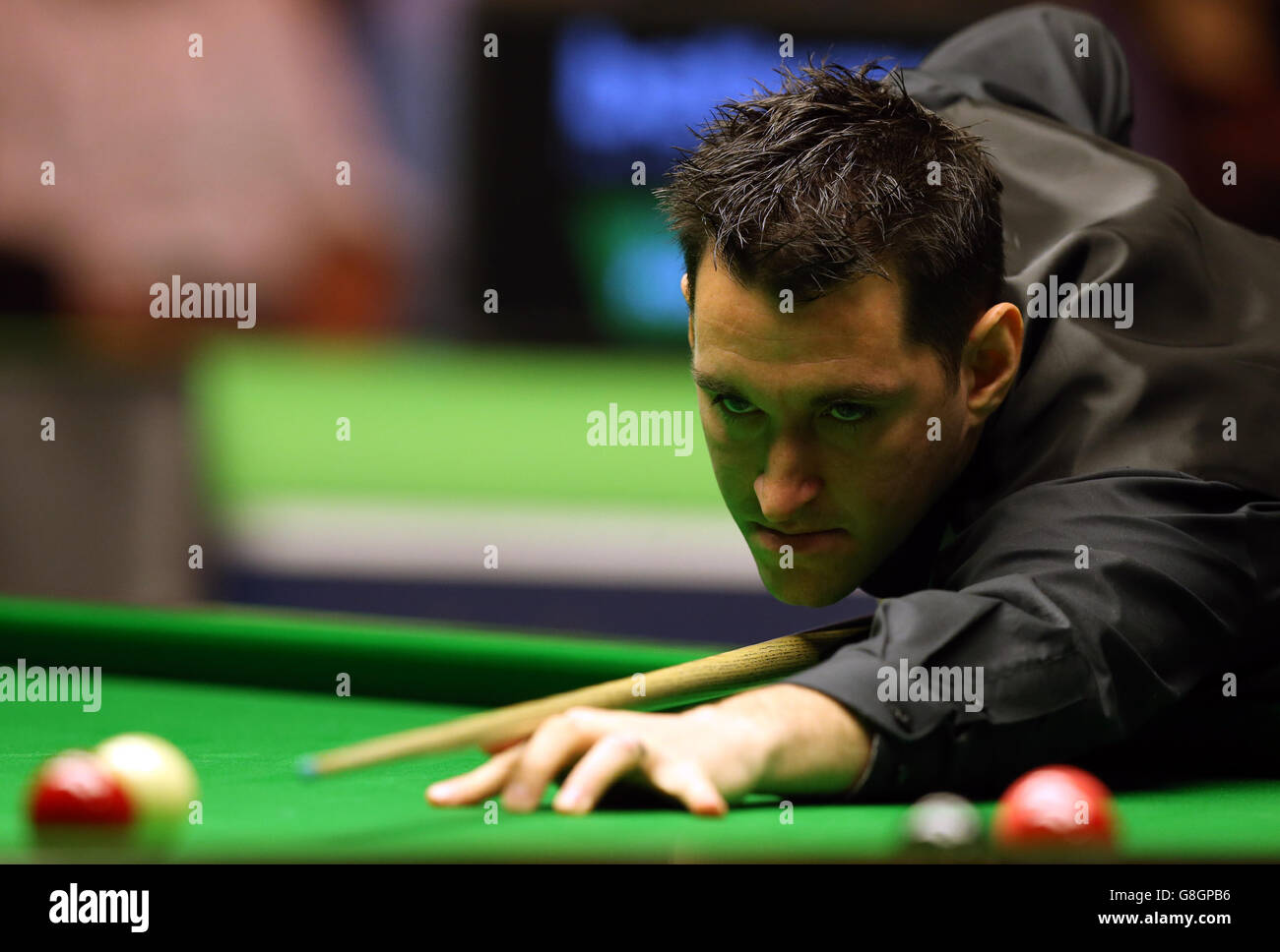 Tom Ford in action against Liang Wenbo during day nine of the 2015 Betway UK Snooker Championship at The York Barbican, York. Stock Photo
