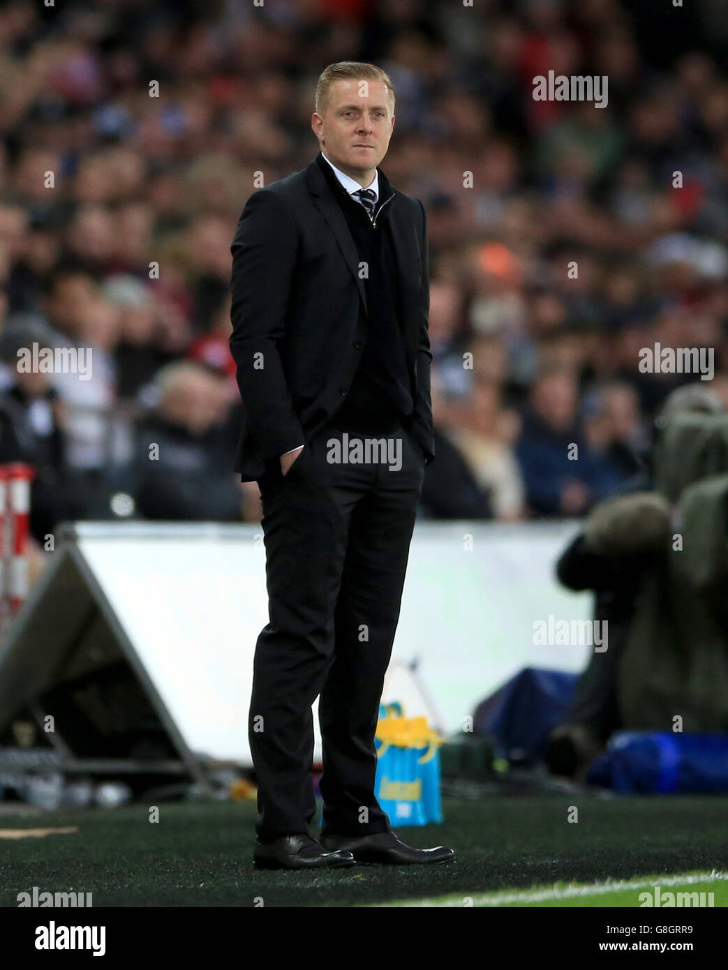 Swansea City v Leicester City - Barclays Premier League - Liberty Stadium. Swansea City manager Garry Monk during the Barclays Premier League match at the Liberty Stadium, Swansea. Stock Photo